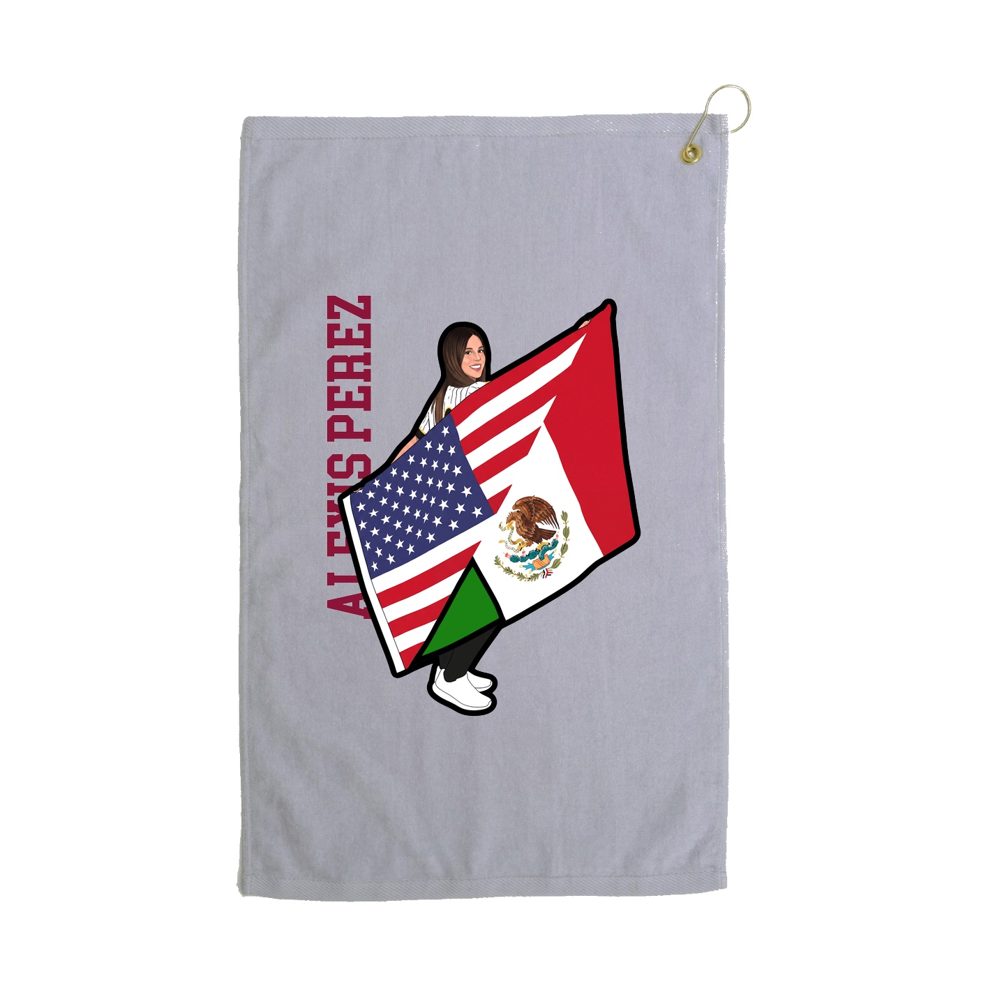 Golf Towel — Name Vertical in Grey