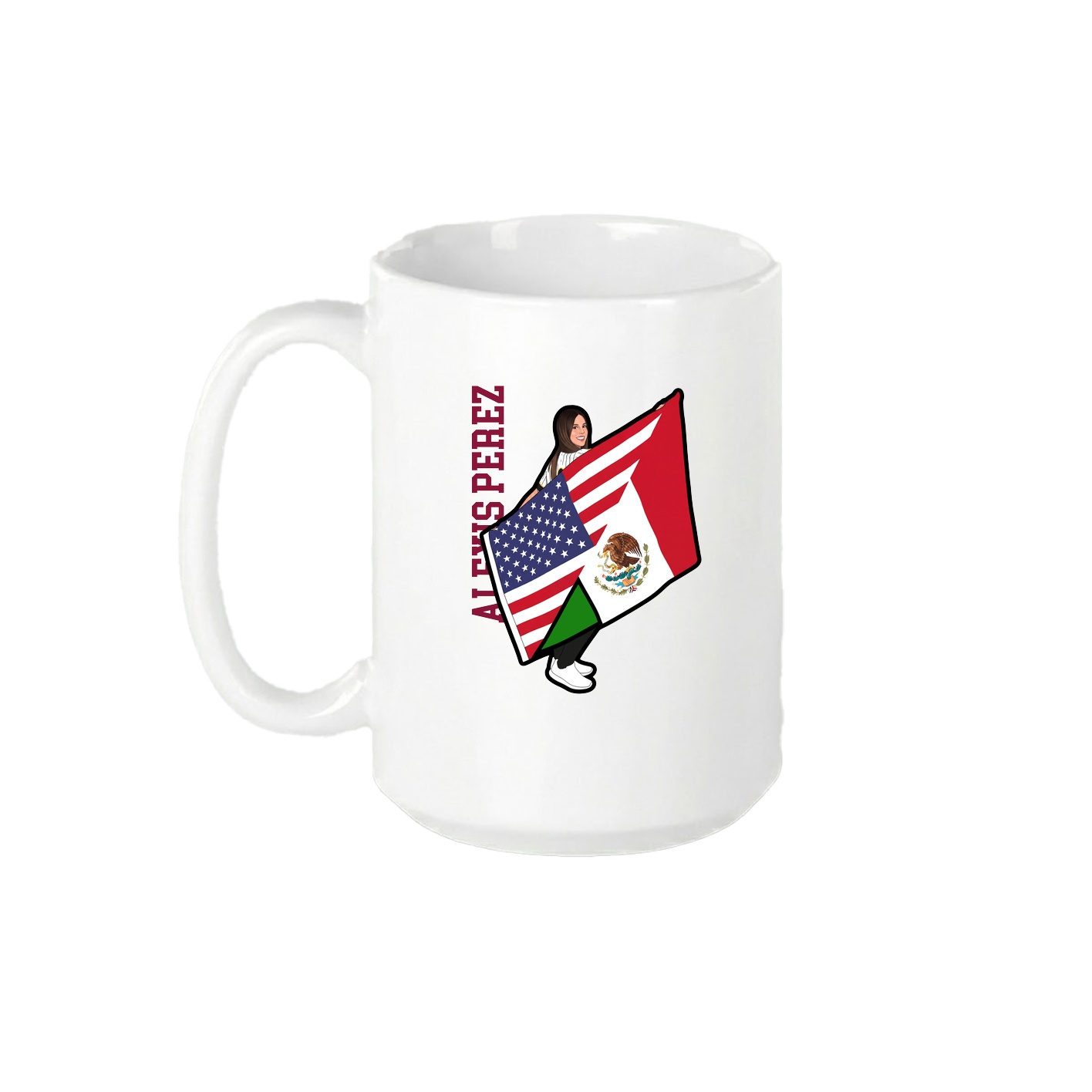 15oz Coffee Mug — Name Vertical in White