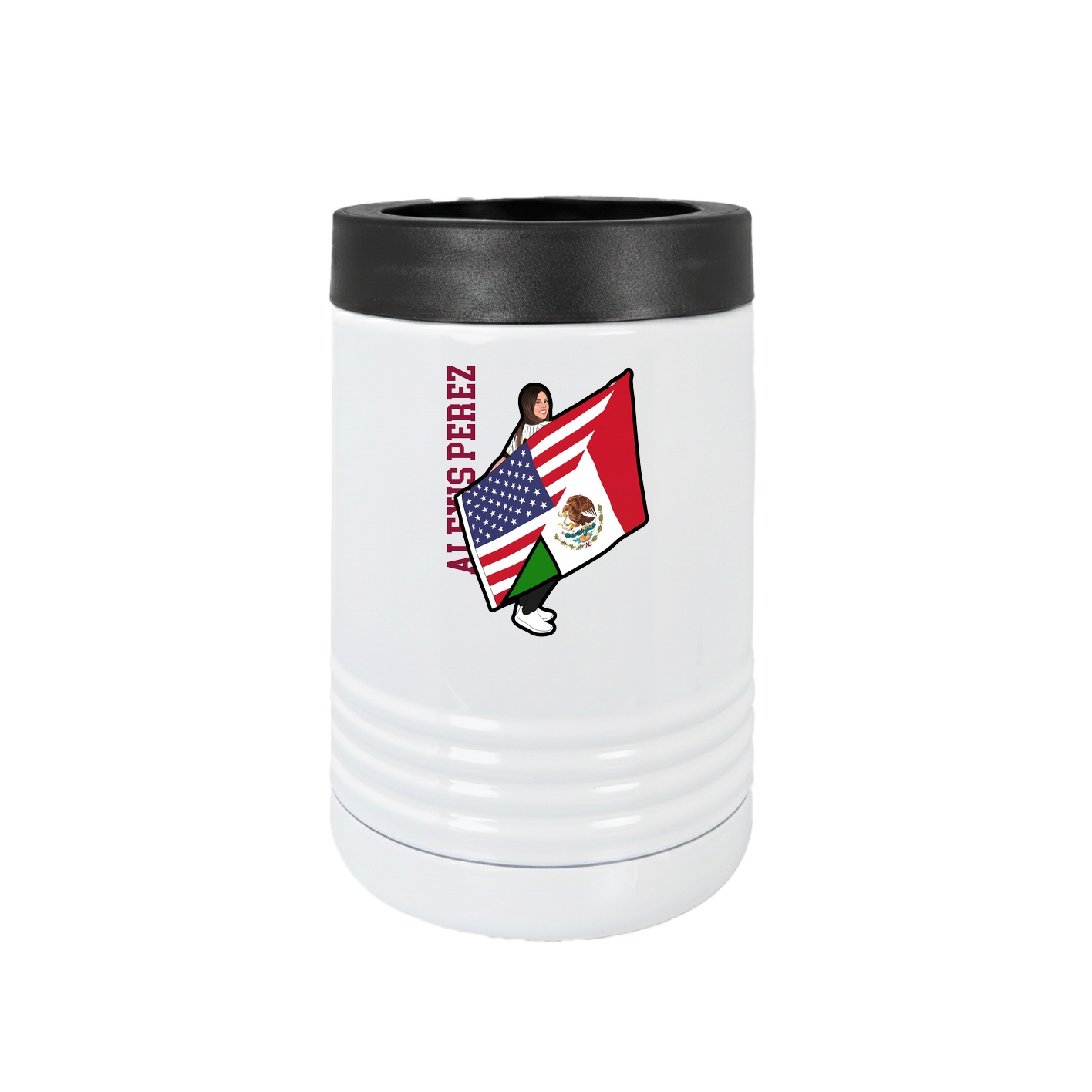 Beverage Holder — Name Vertical in White