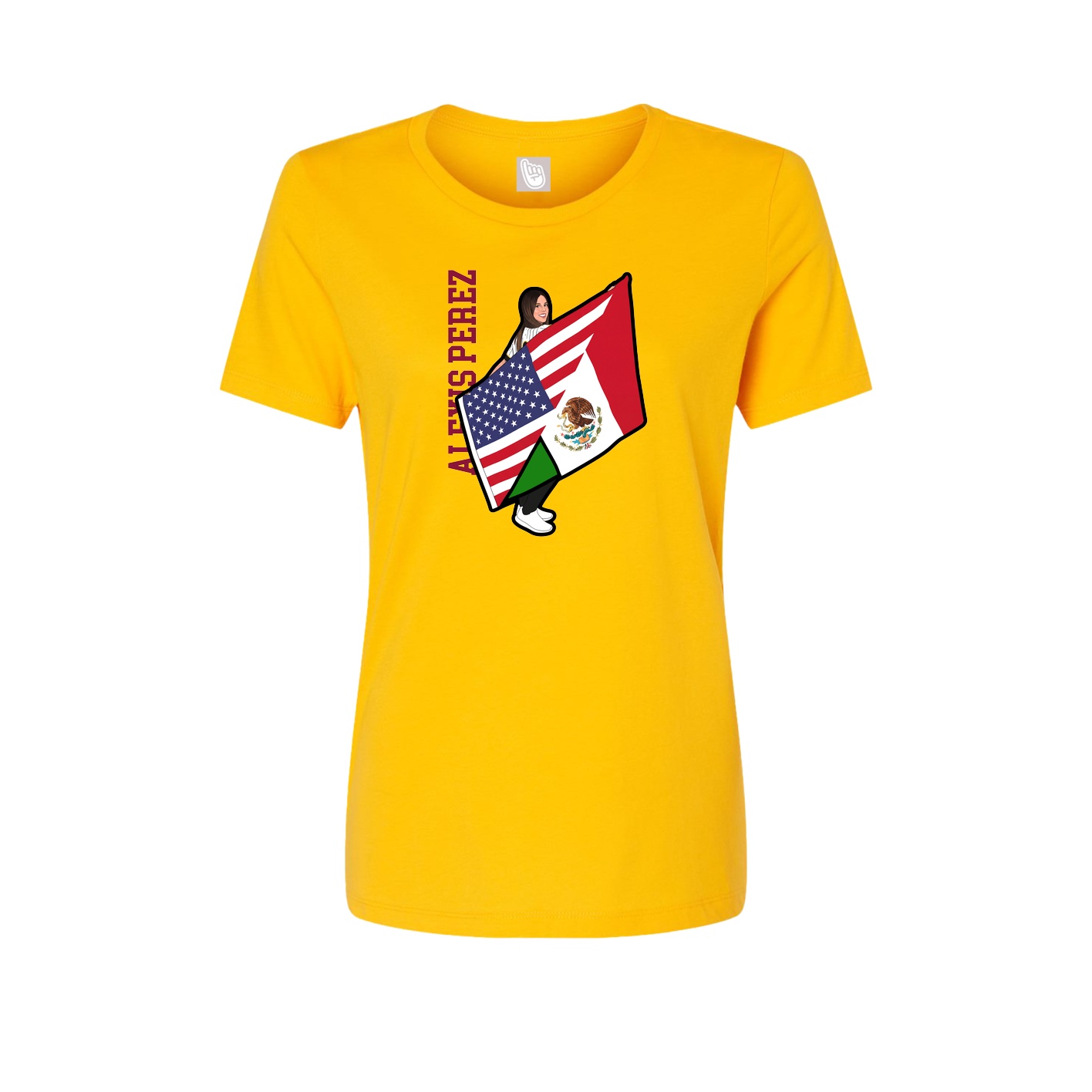 Womens Tee — Name Vertical in Gold