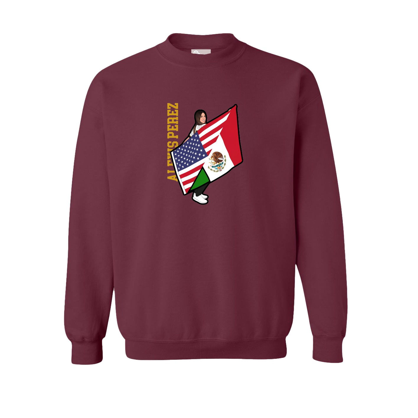 Fleece Crew — Name Vertical in Maroon