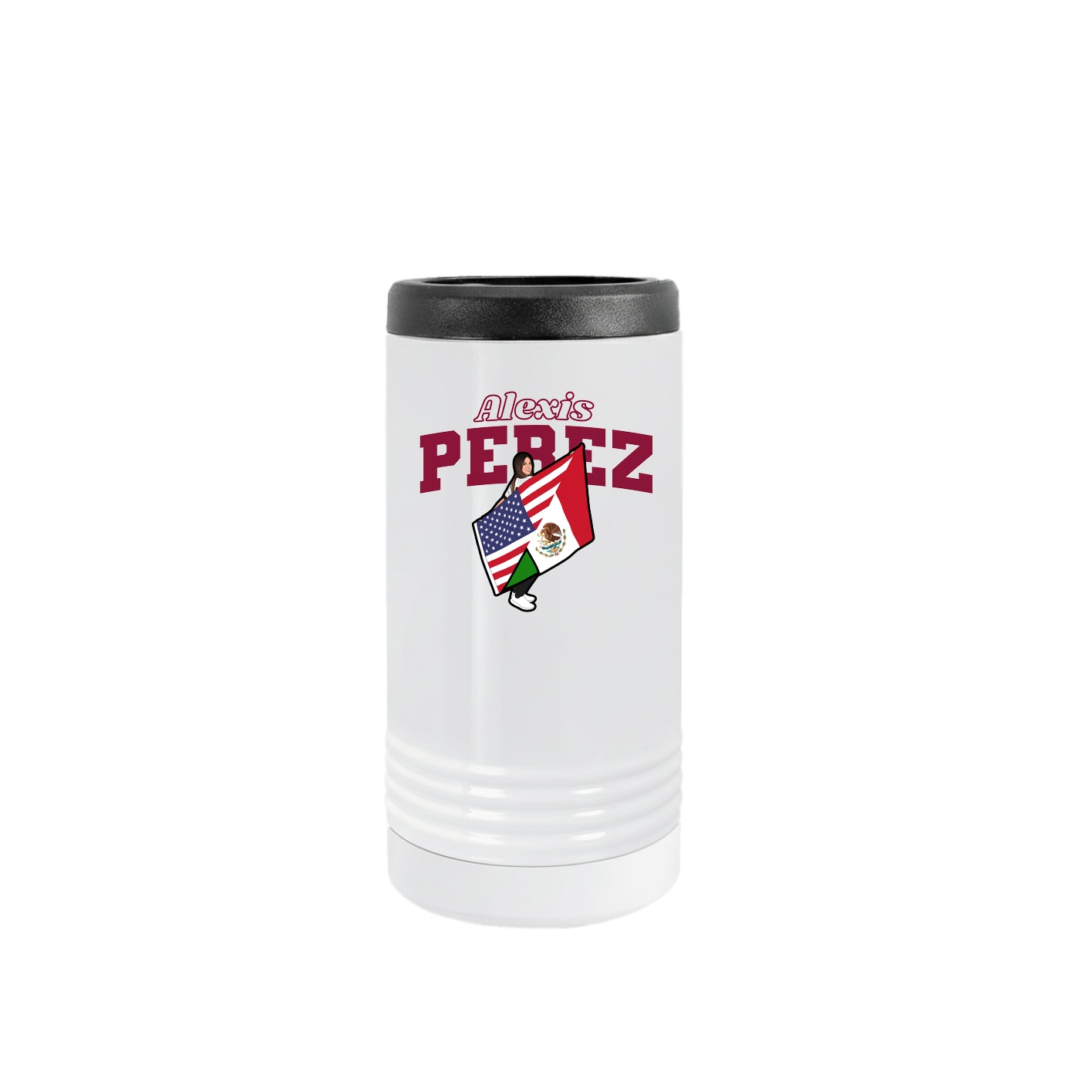 Slim Beverage Holder — Name Arch in White