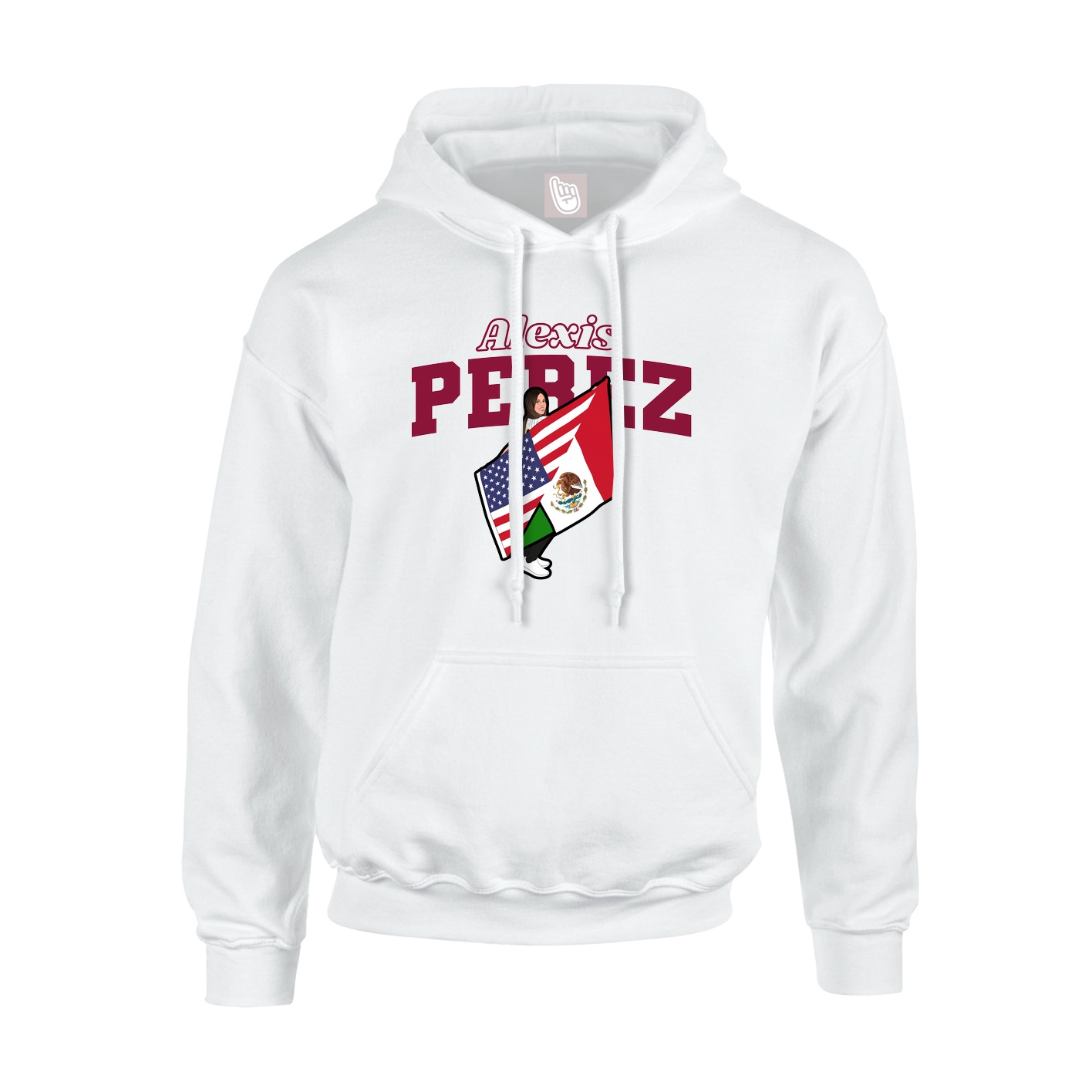 Youth Hoodie — Name Arch in White