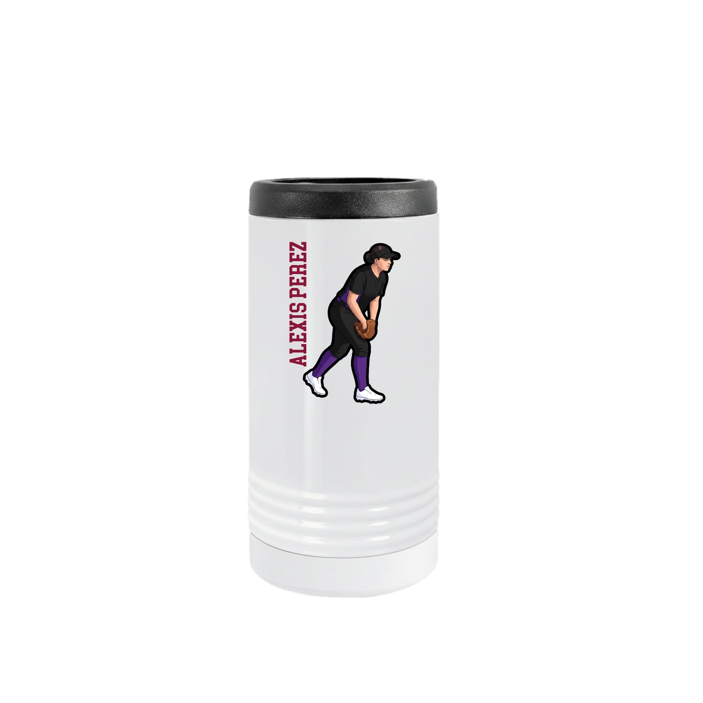 Slim Beverage Holder — Name Vertical in White
