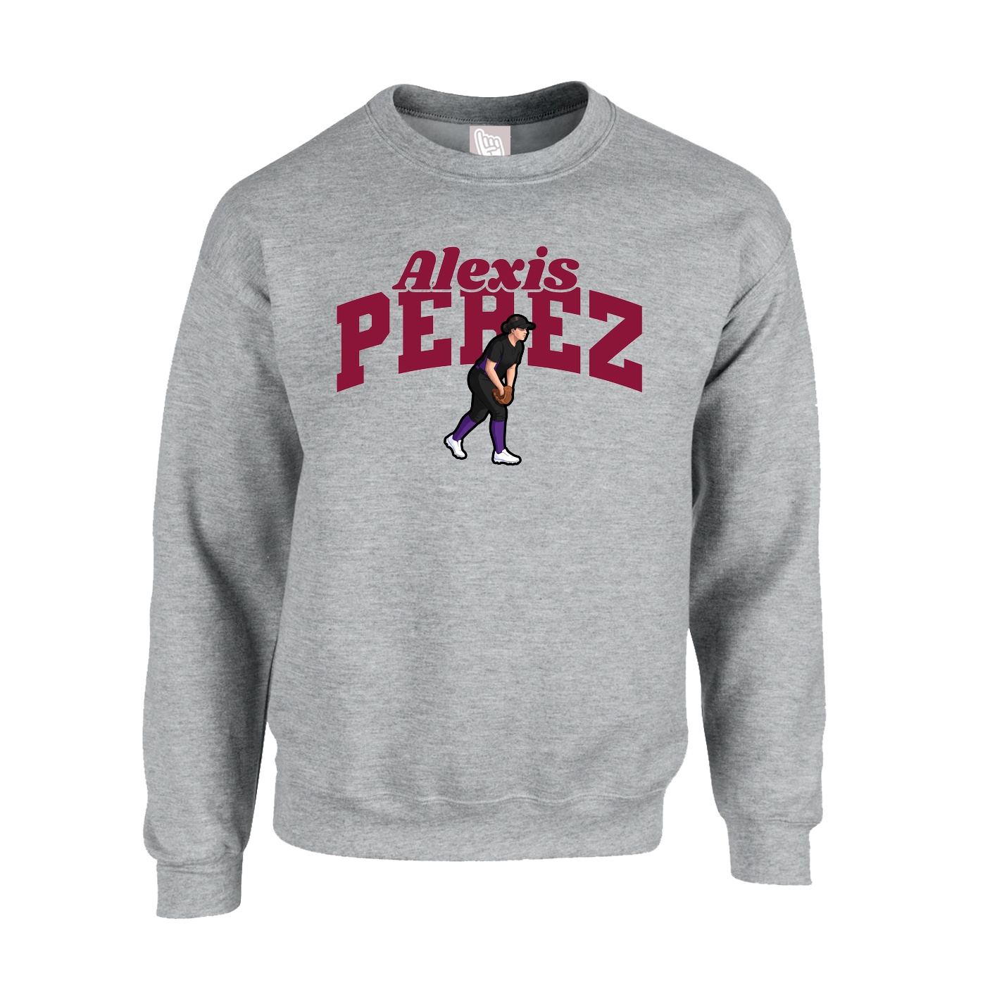 Fleece Crew — Signature Arch in Grey