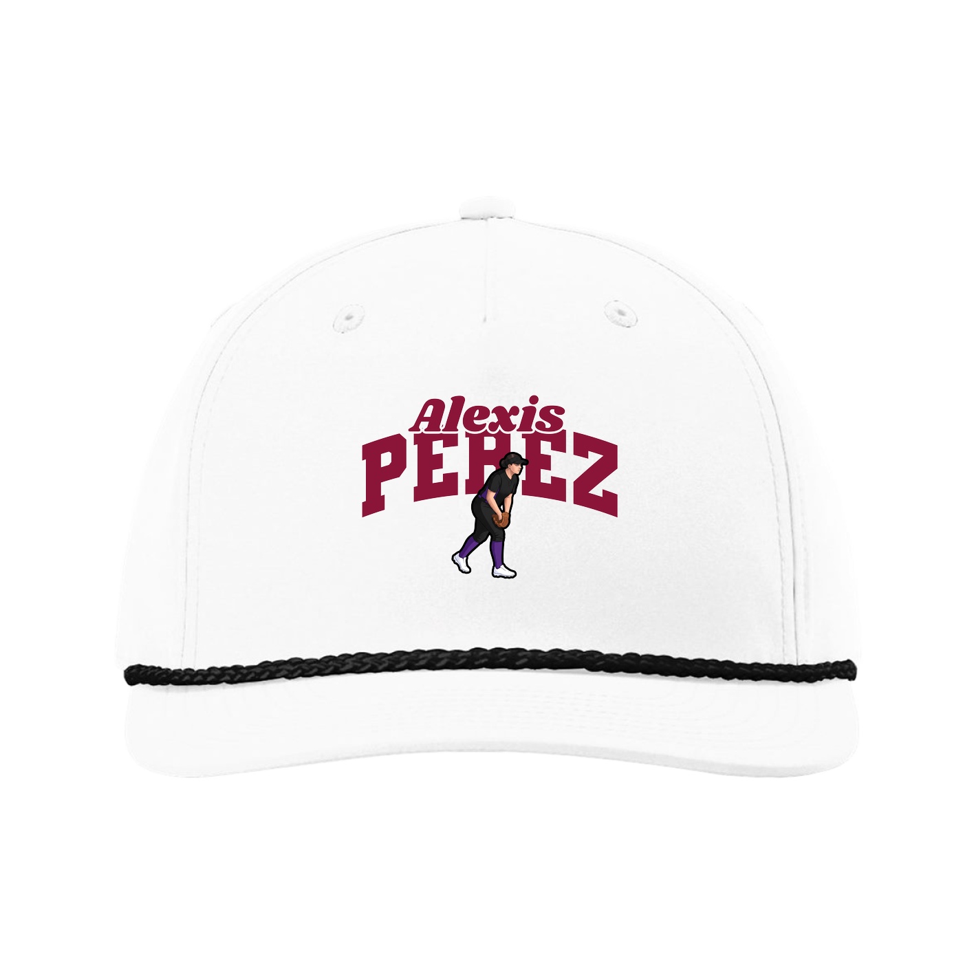 Five-Panel Classic Rope Cap — Signature Arch in White