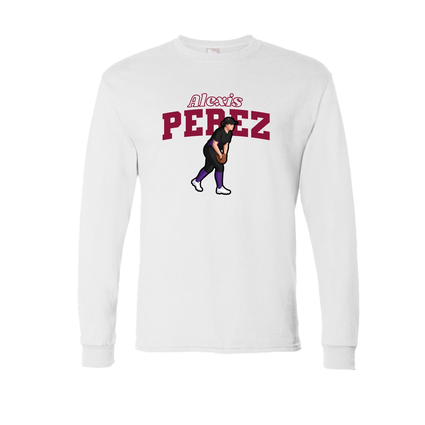 Long Sleeve Tee — Name Arch in White