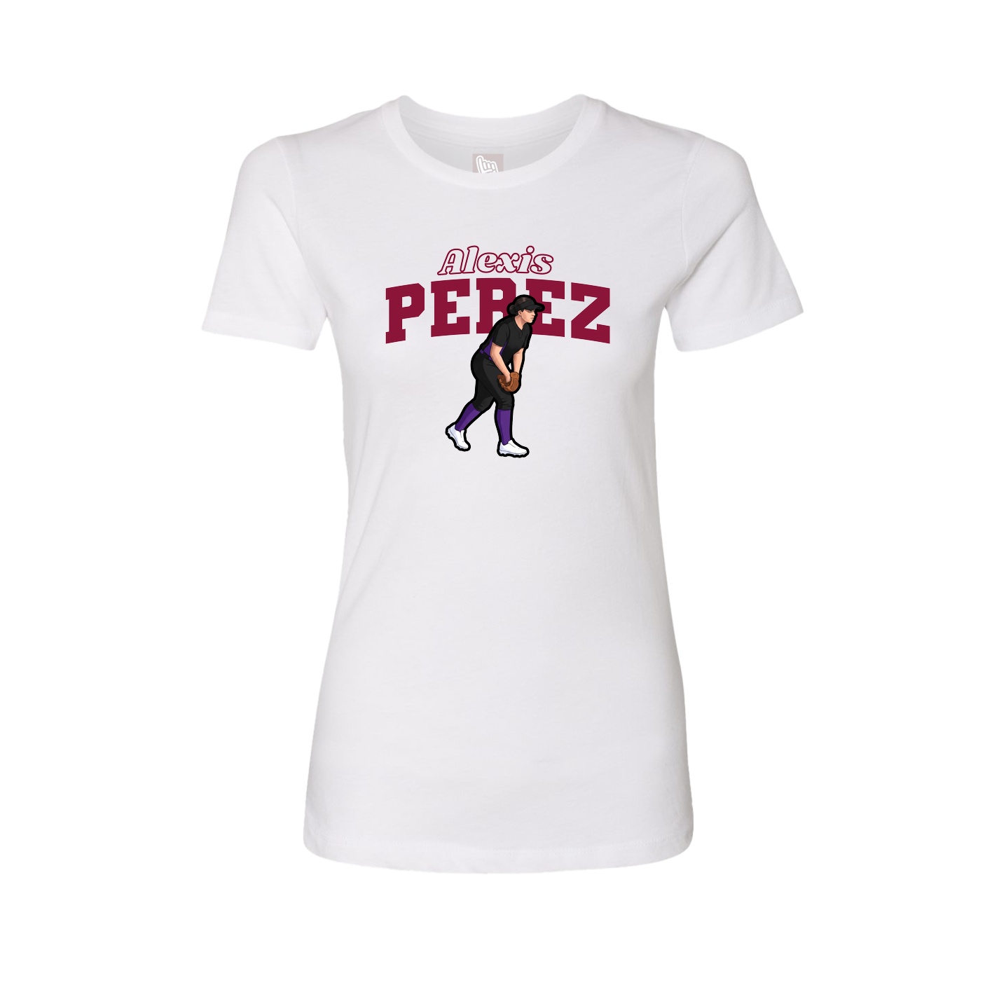 Womens Tee — Name Arch in White