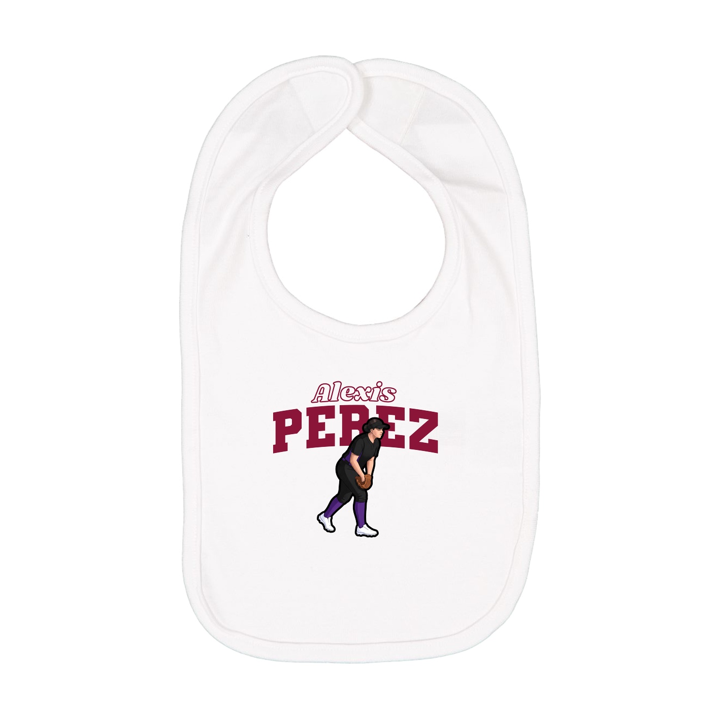 Infant Bib — Name Arch in White