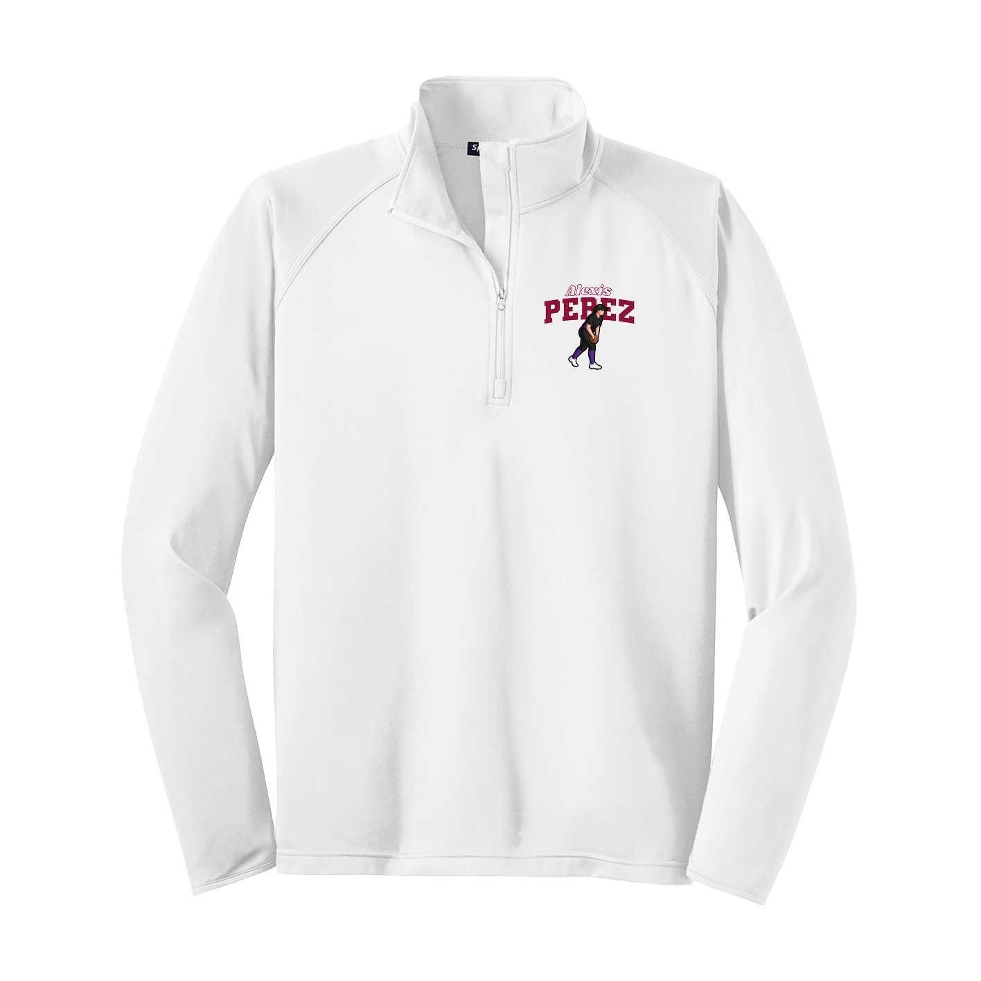 Q-Zip Pullover — Name Arch in White