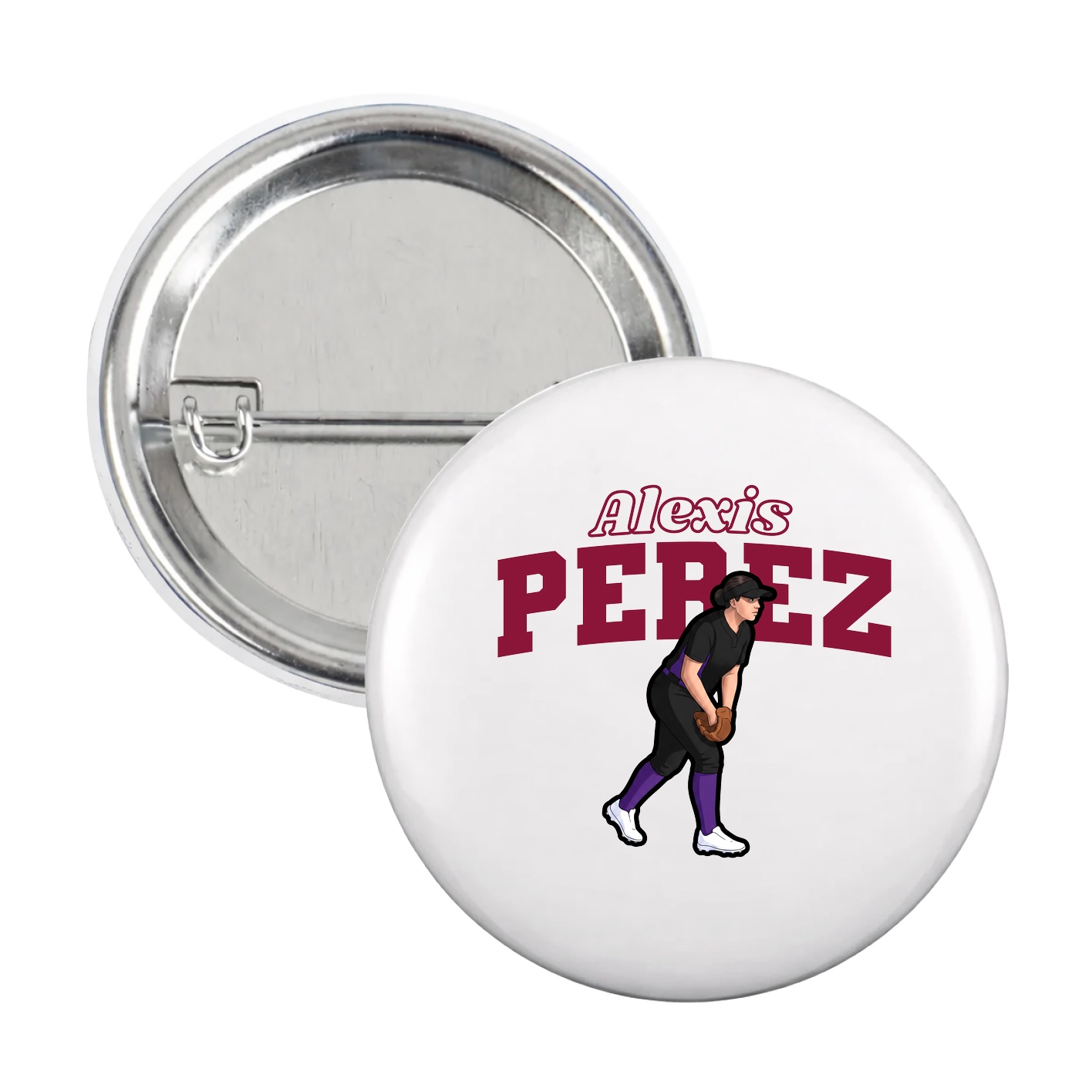 Game Day Button — Name Arch in White