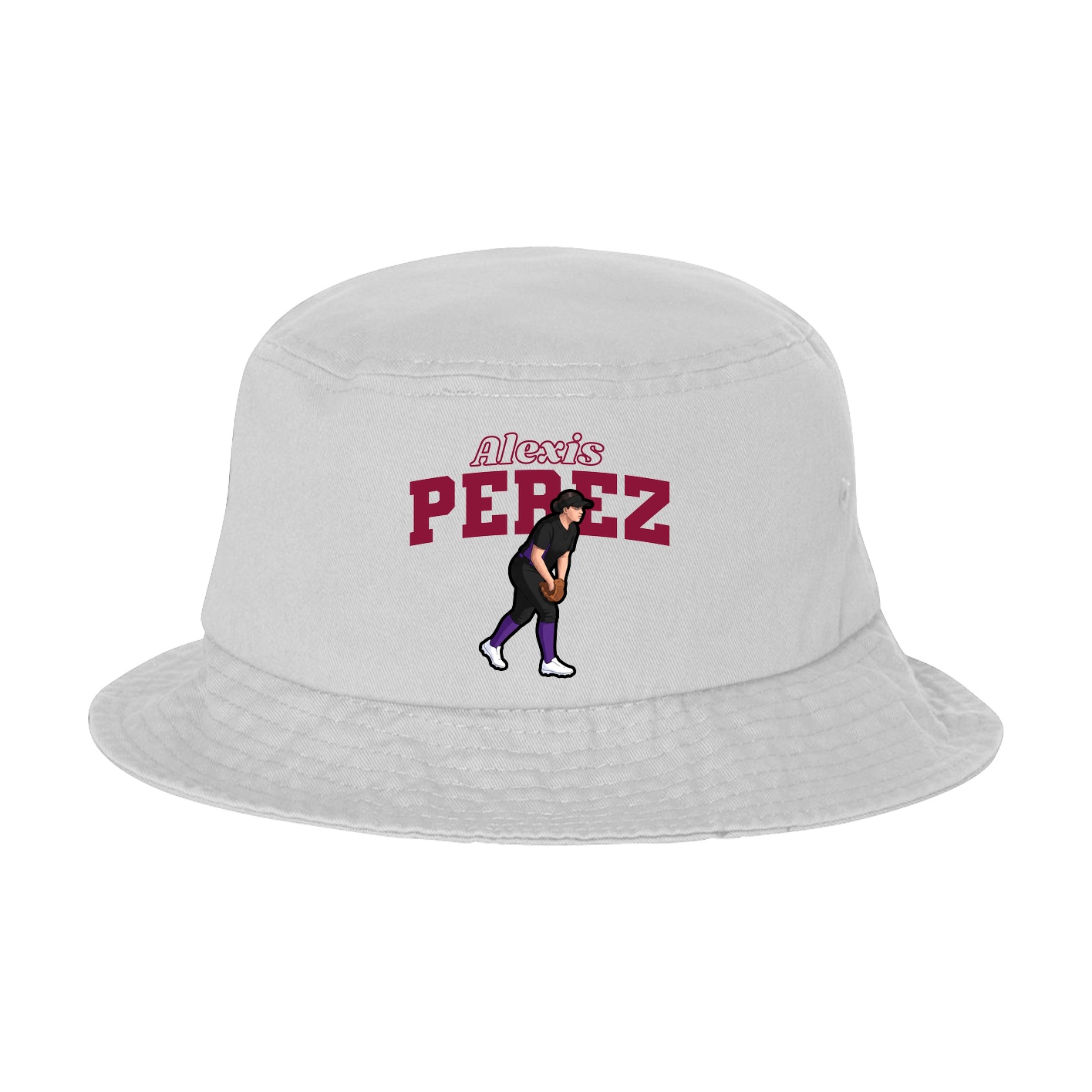 Bucket Cap — Name Arch in White
