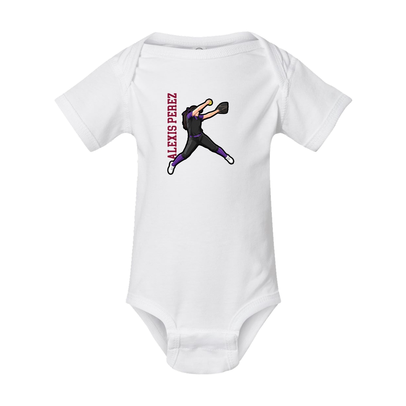 Baby Onesie — Name Vertical in White