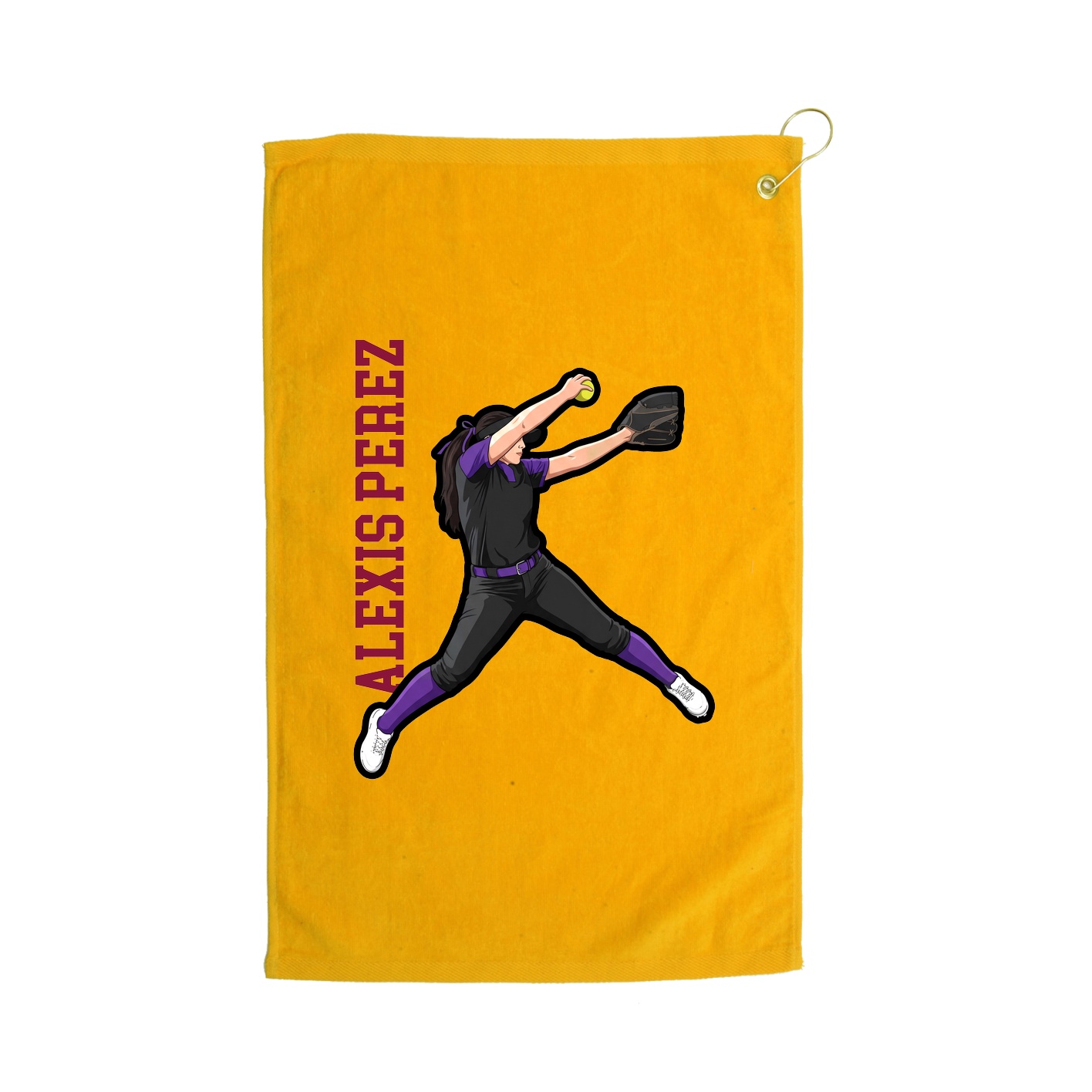 Golf Towel — Name Vertical in Gold