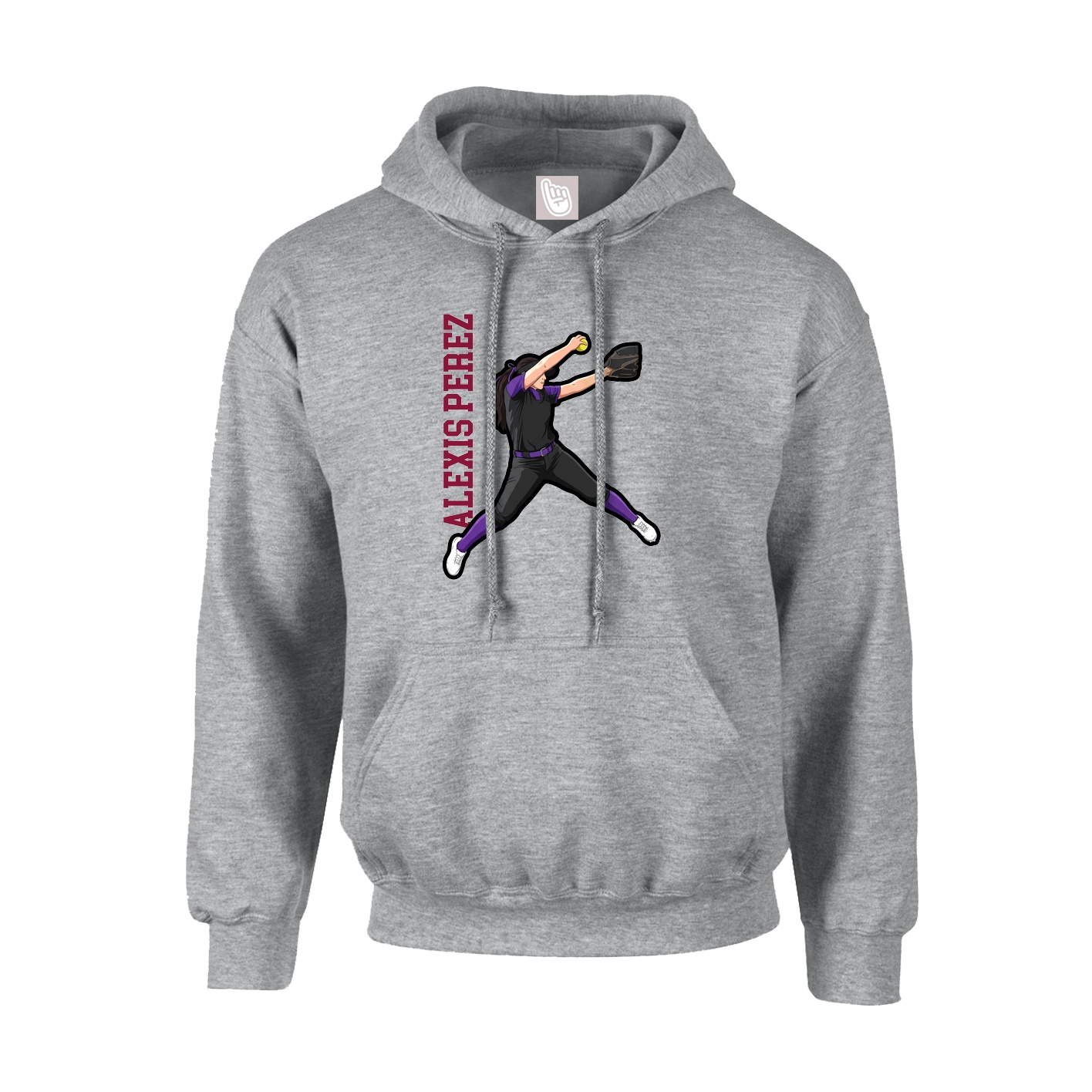 Youth Hoodie — Name Vertical in Grey