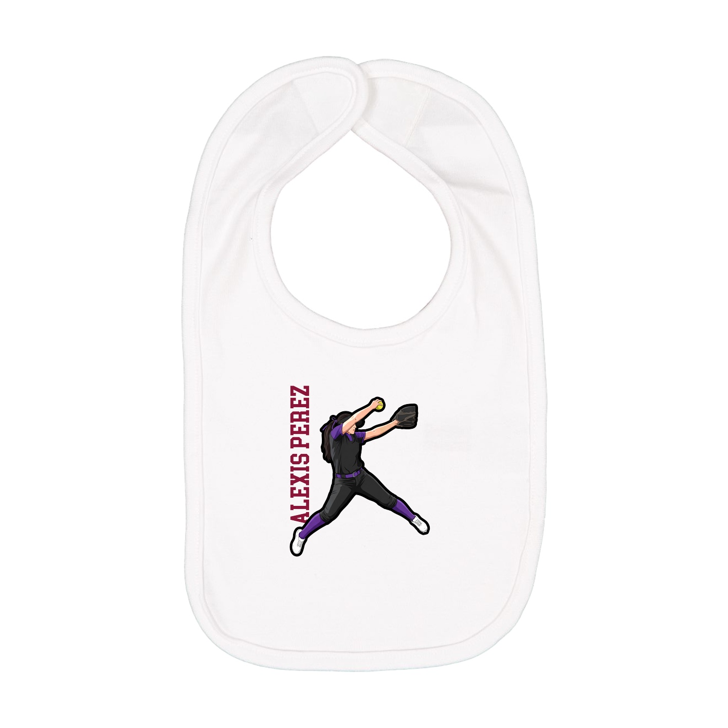 Infant Bib — Name Vertical in White