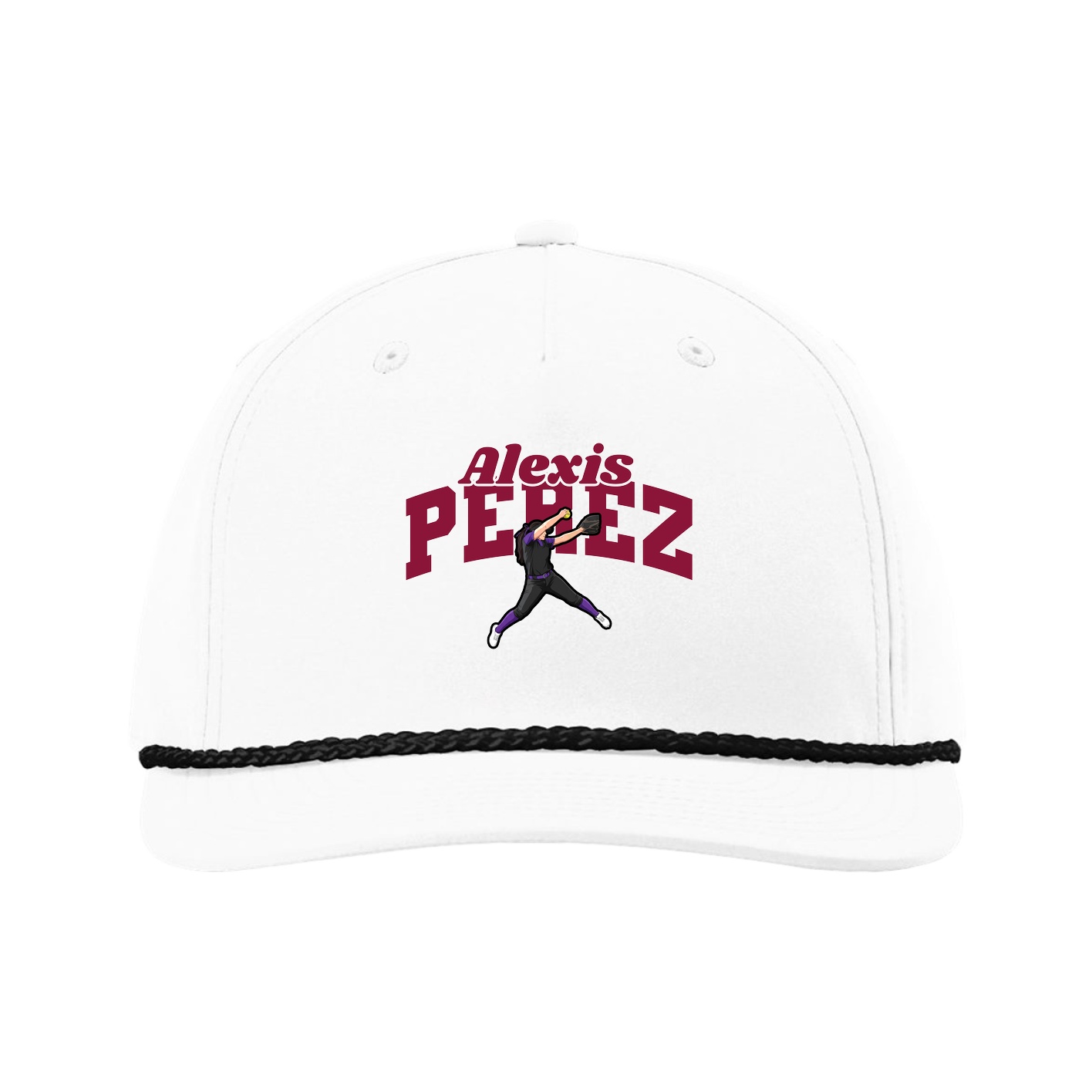 Five-Panel Classic Rope Cap — Signature Arch in White