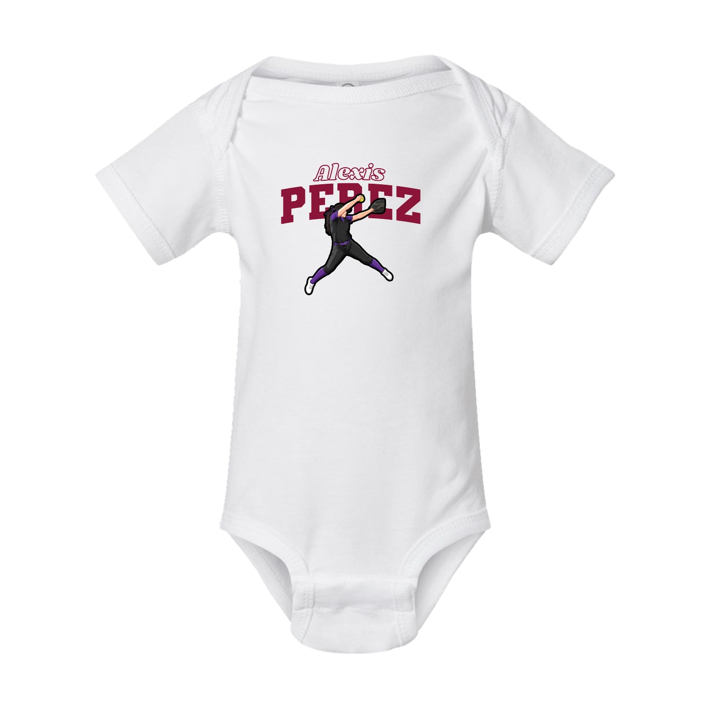 Baby Onesie — Name Arch in White