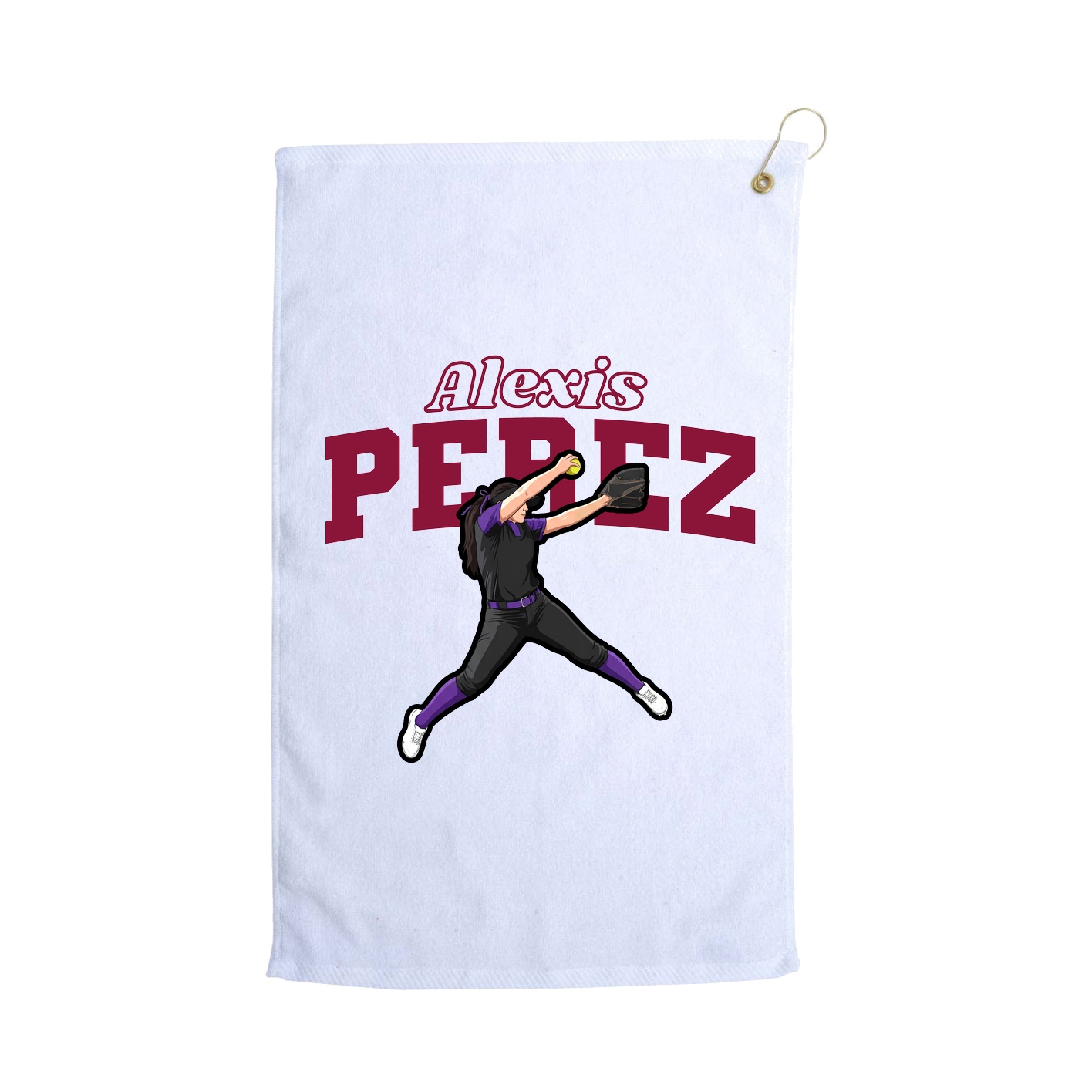 Golf Towel — Name Arch in White
