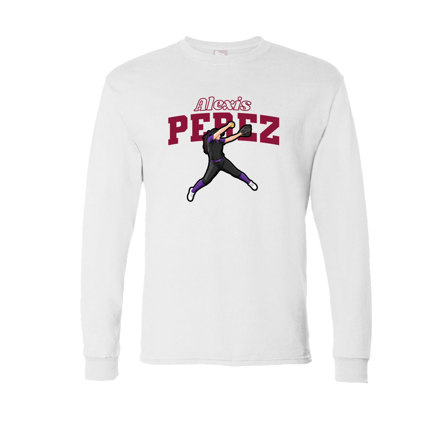 Long Sleeve Tee — Name Arch in White
