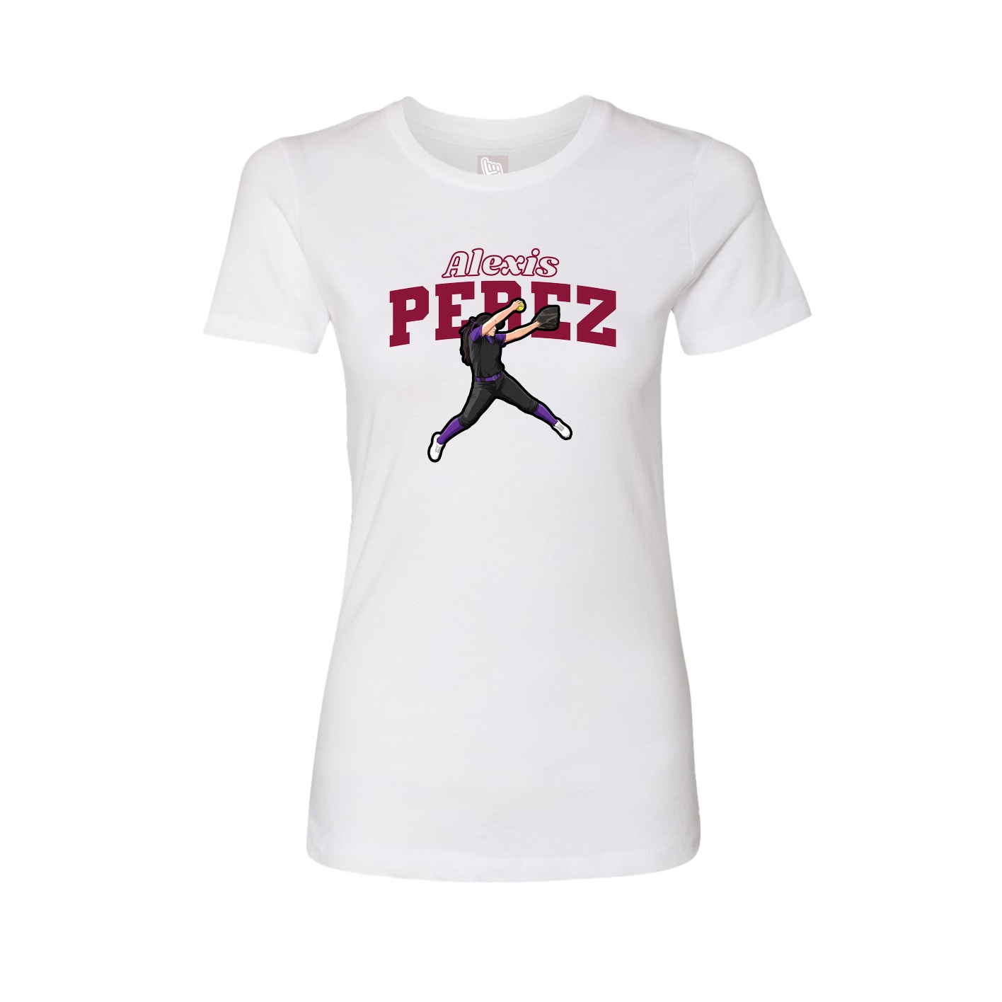 Womens Tee — Name Arch in White