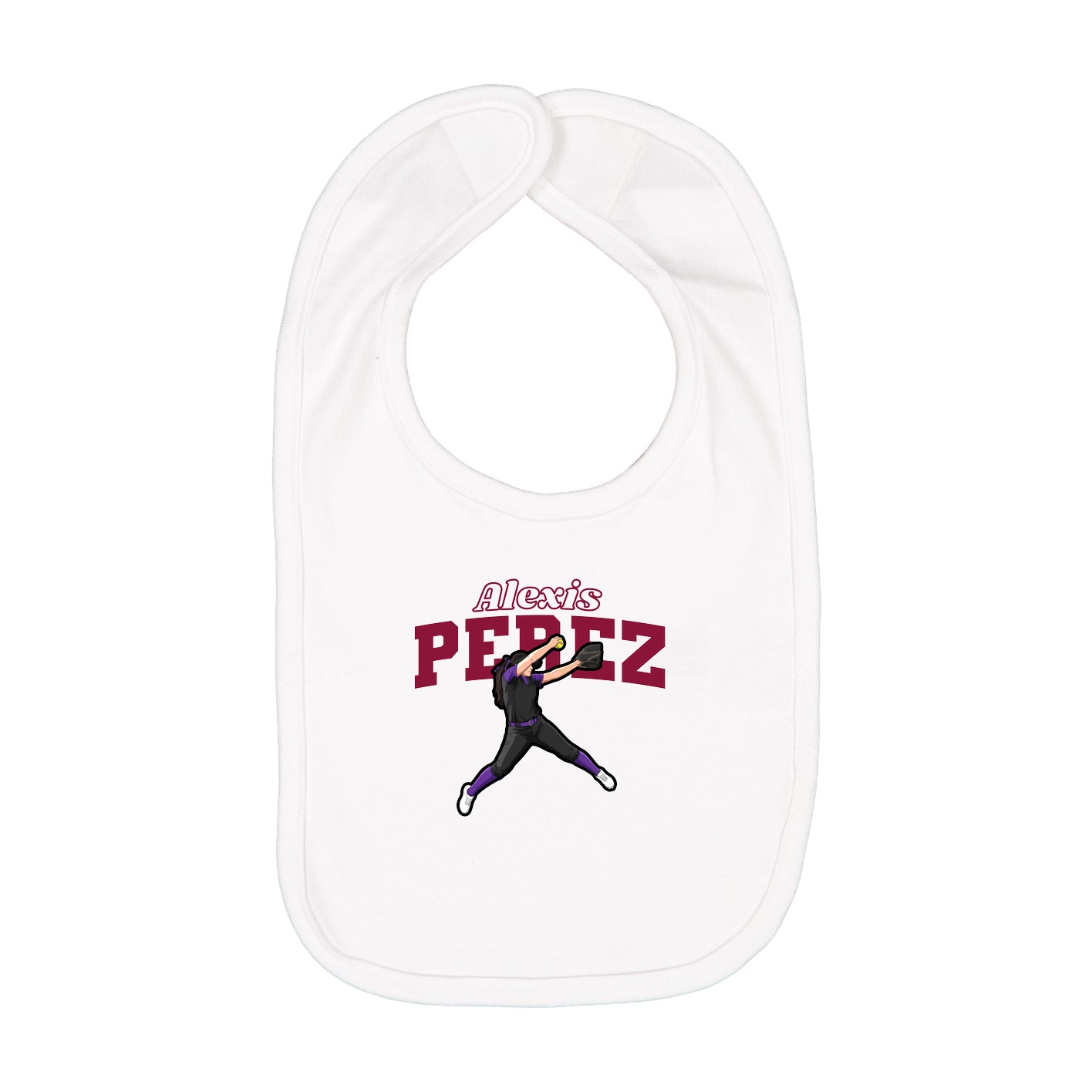 Infant Bib — Name Arch in White