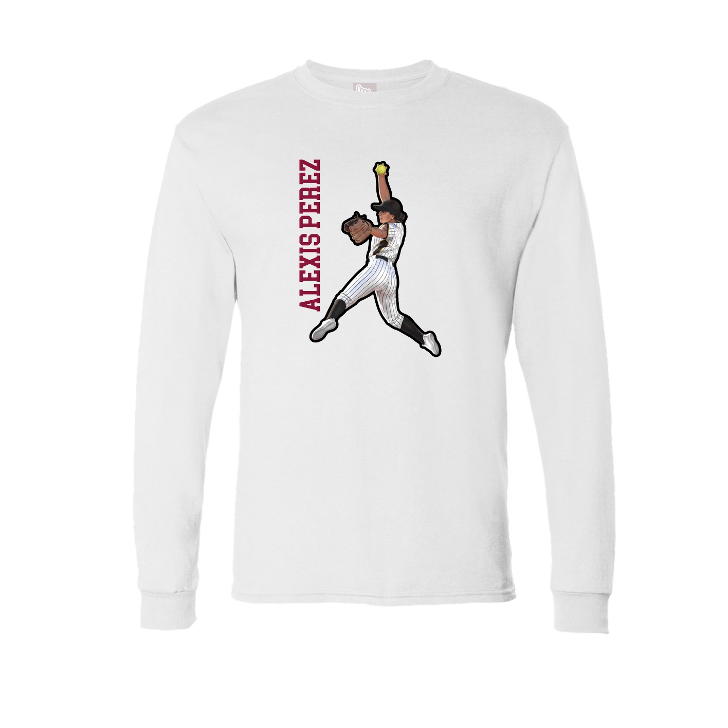 Long Sleeve Tee — Name Vertical in White