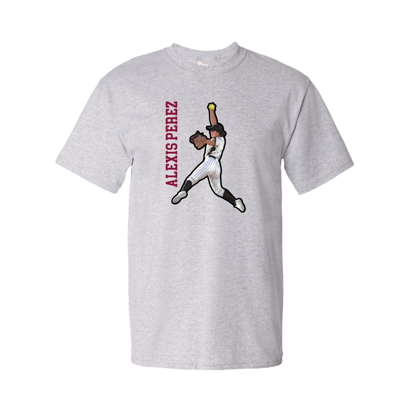 Youth Tee — Name Vertical in Grey