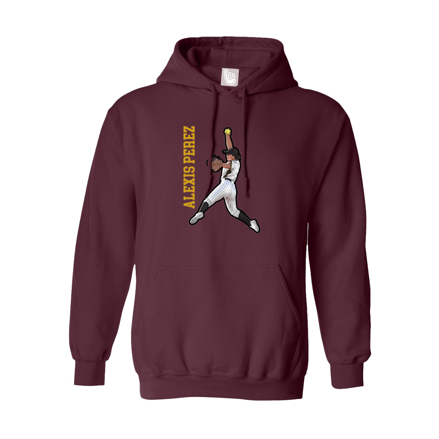 Hoodie — Name Vertical in Maroon
