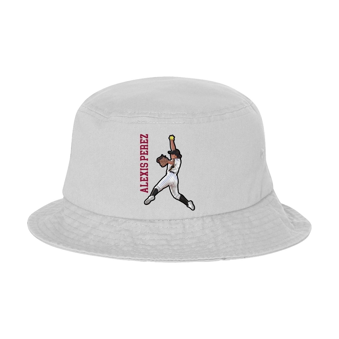 Bucket Cap — Name Vertical in White