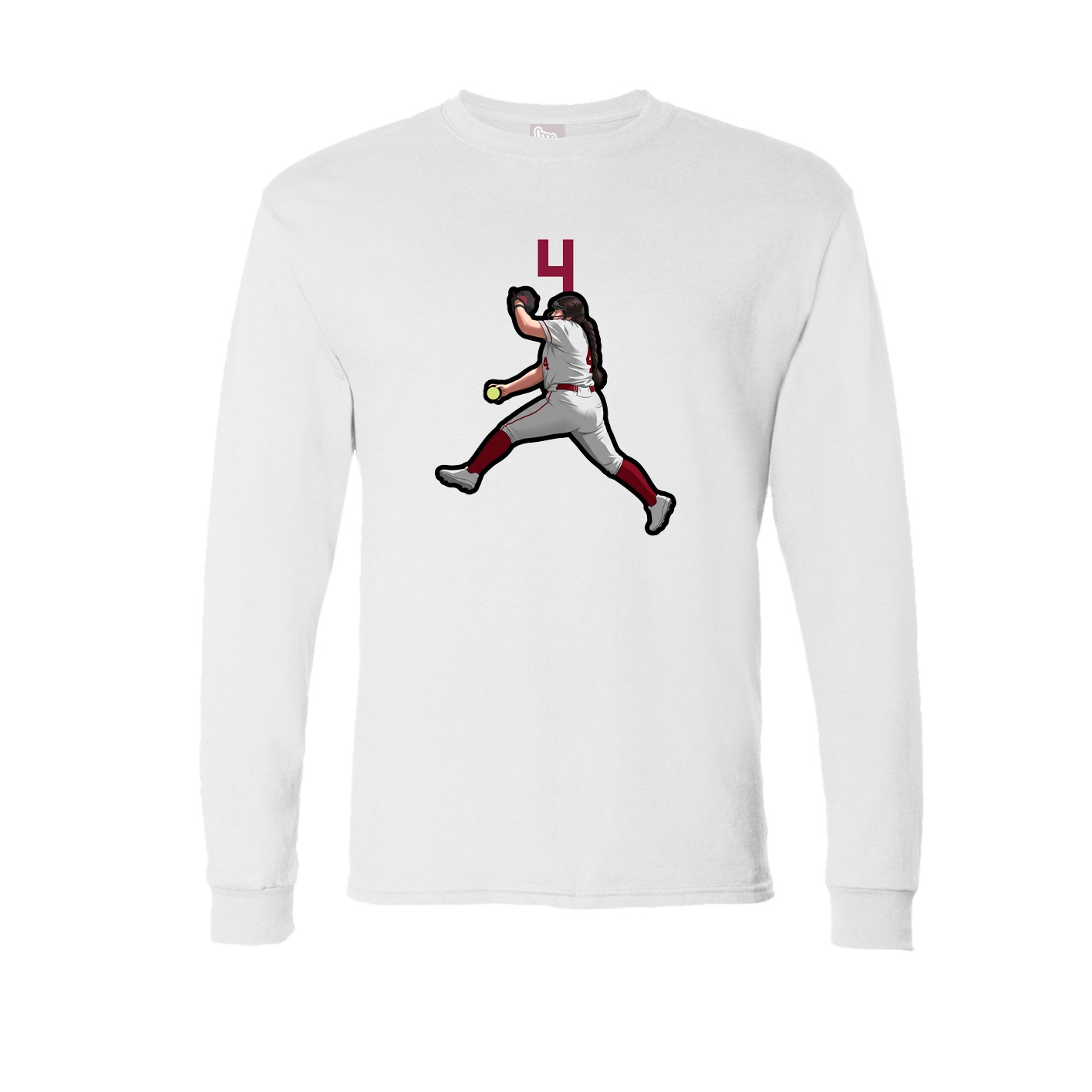 Long Sleeve Tee — Number Top in White