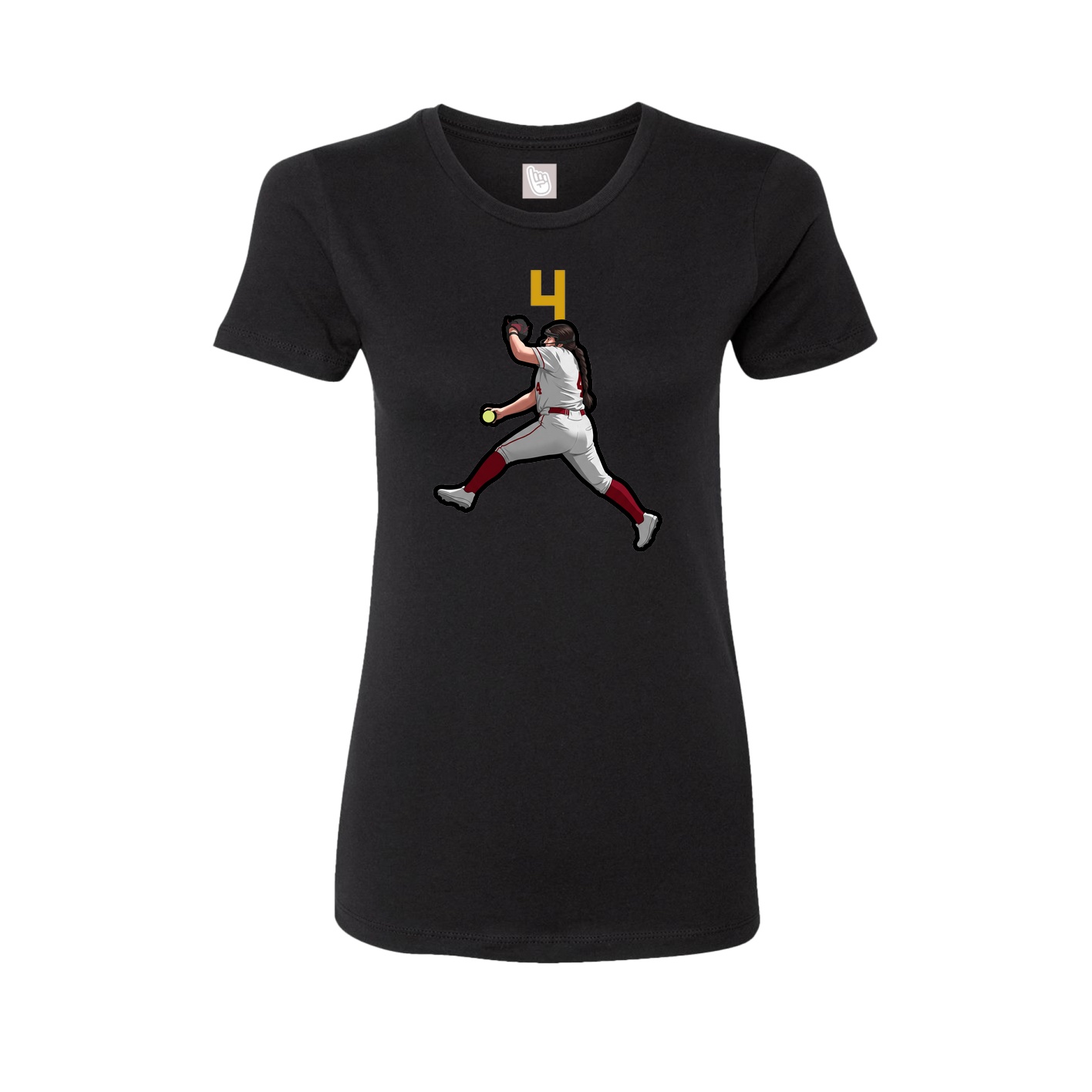 Fitted Women's Tee — Number Top in Black