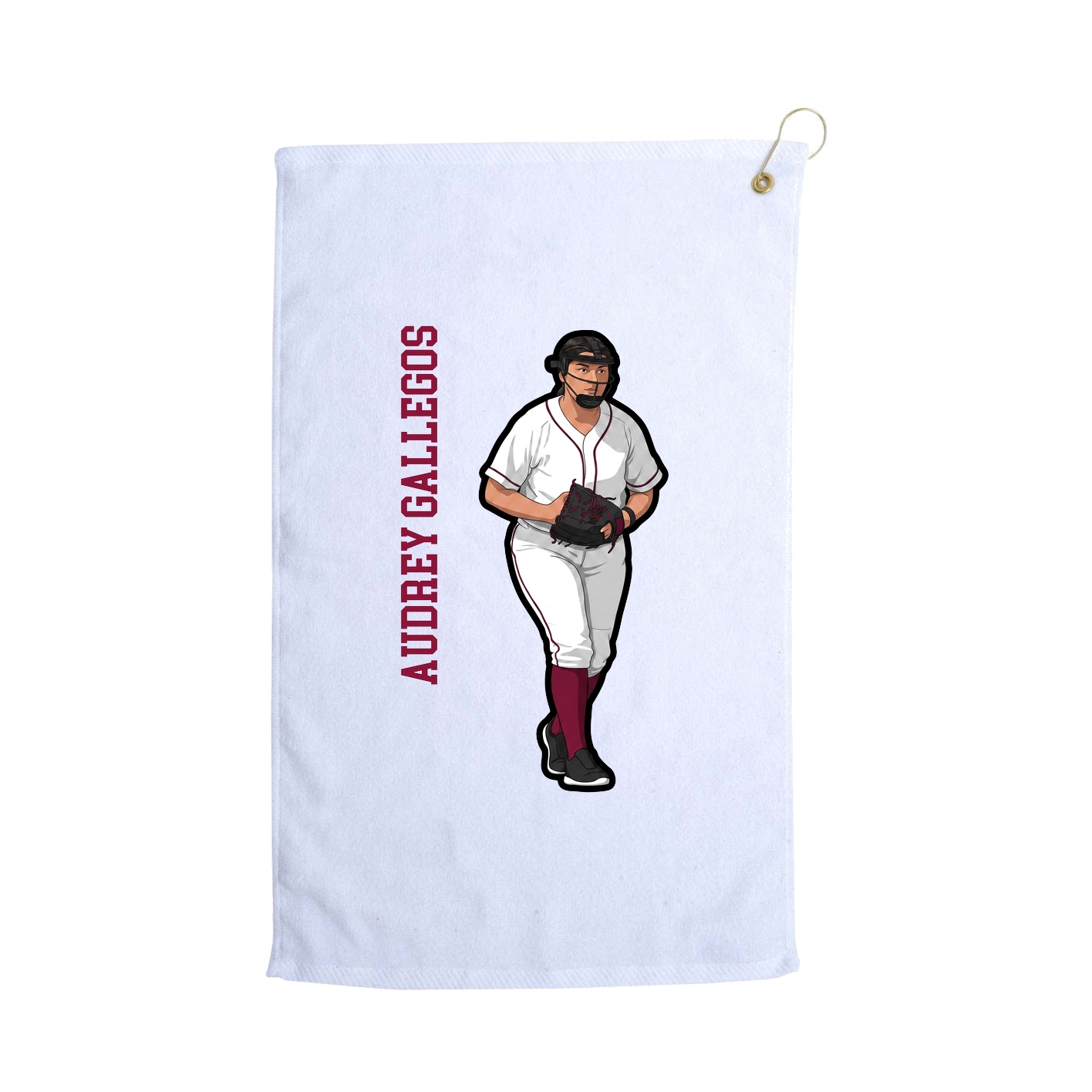 Golf Towel — Name Vertical in White