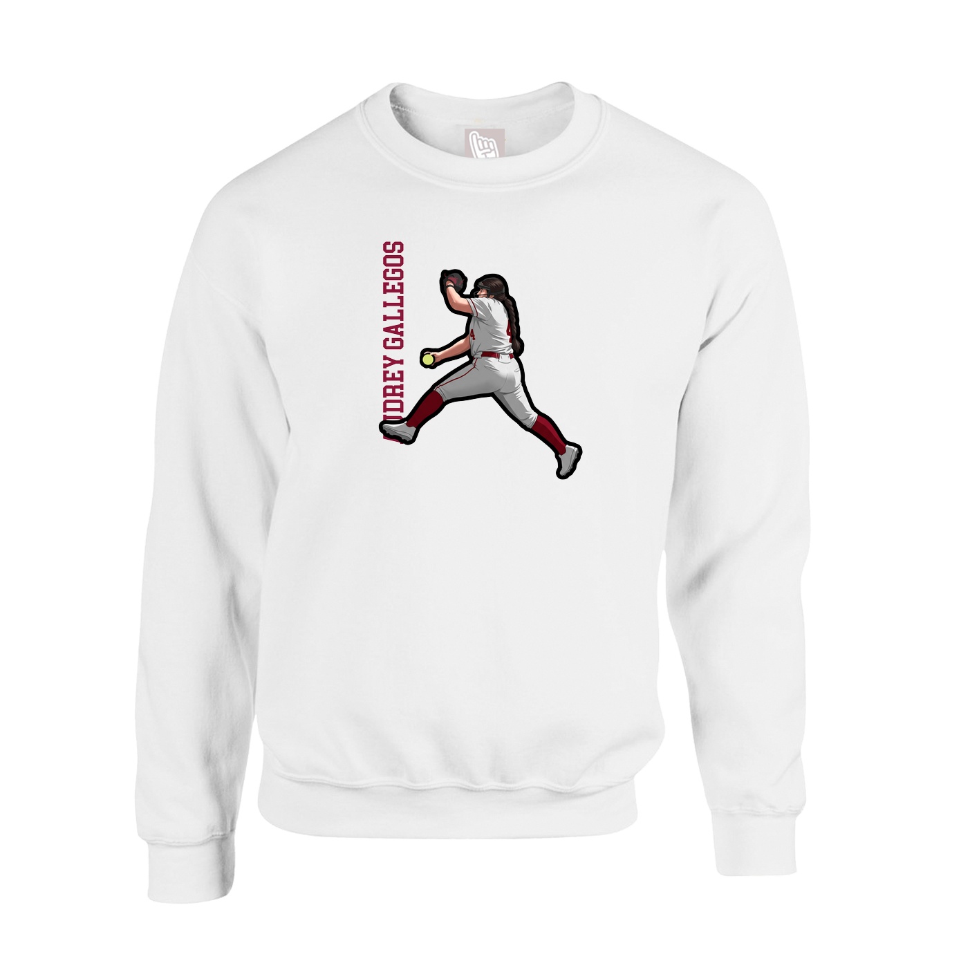 Fleece Crew — Name Vertical in White