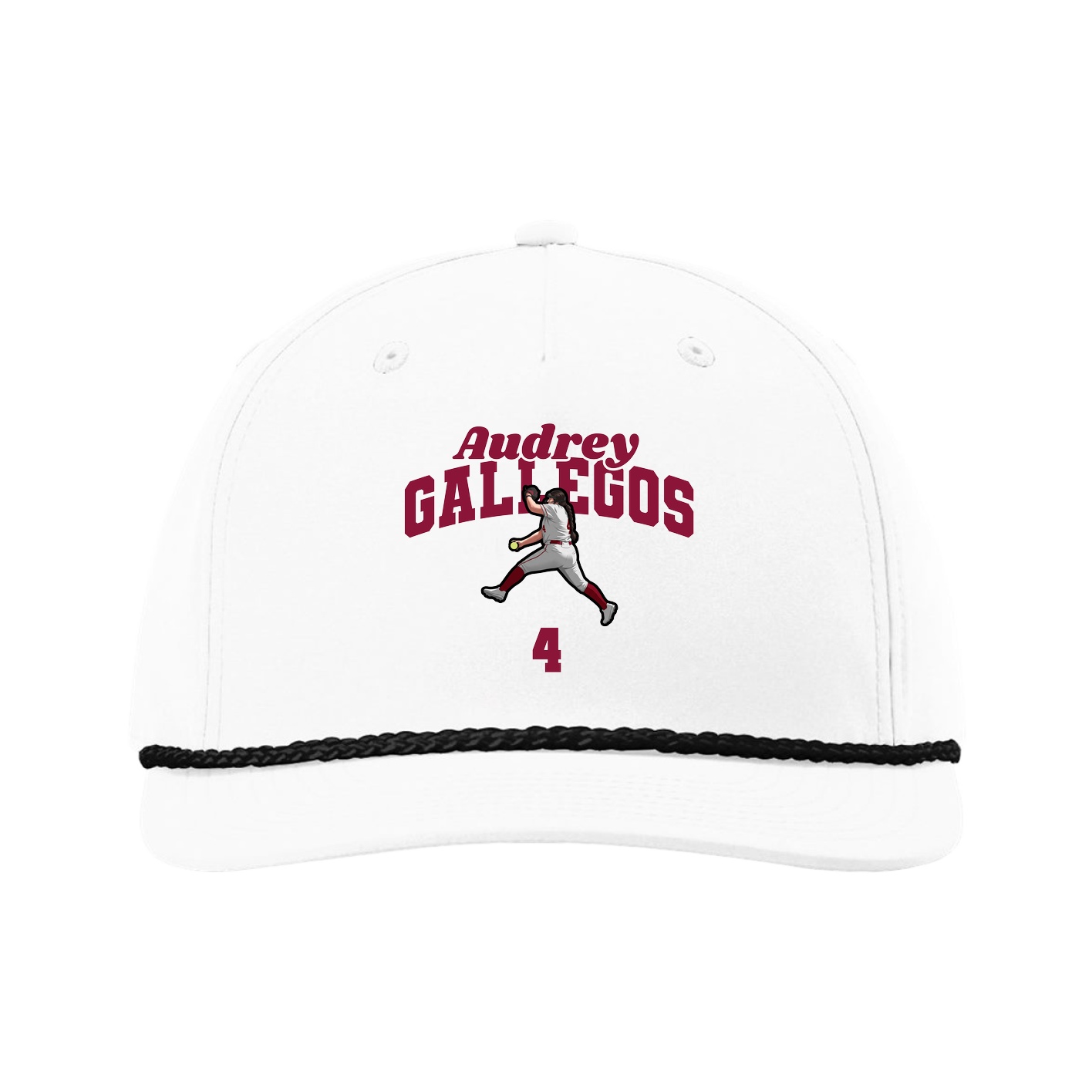 Five-Panel Classic Rope Cap — Signature Arch in White