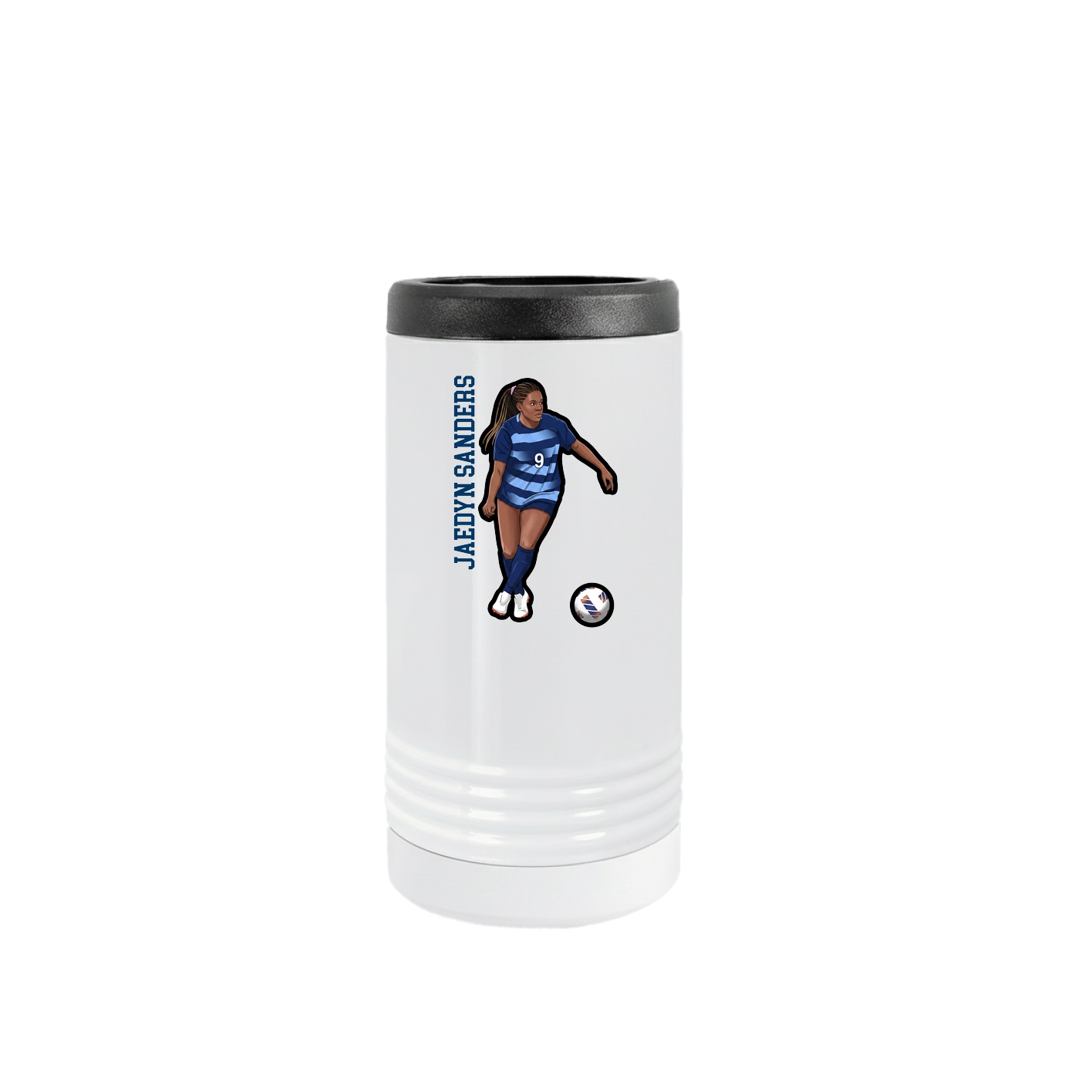 Slim Beverage Holder — Name Vertical in White