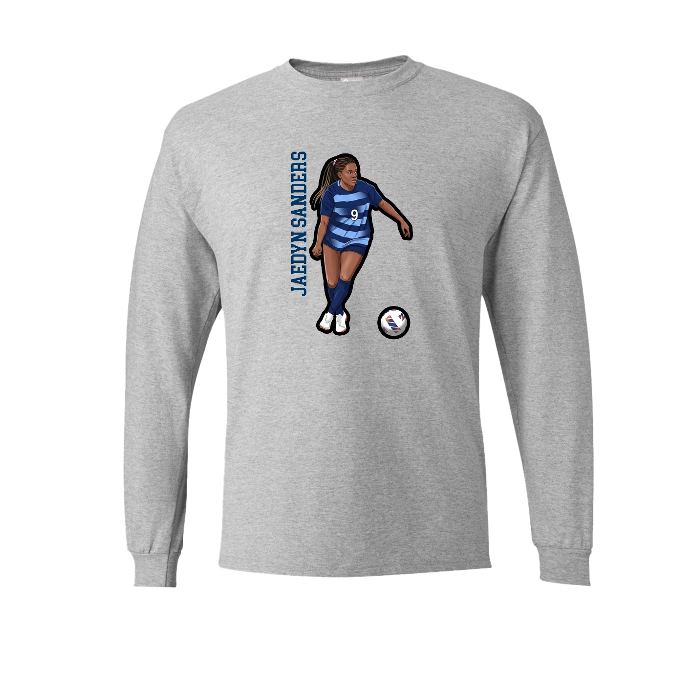 Long Sleeve Tee — Name Vertical in Grey
