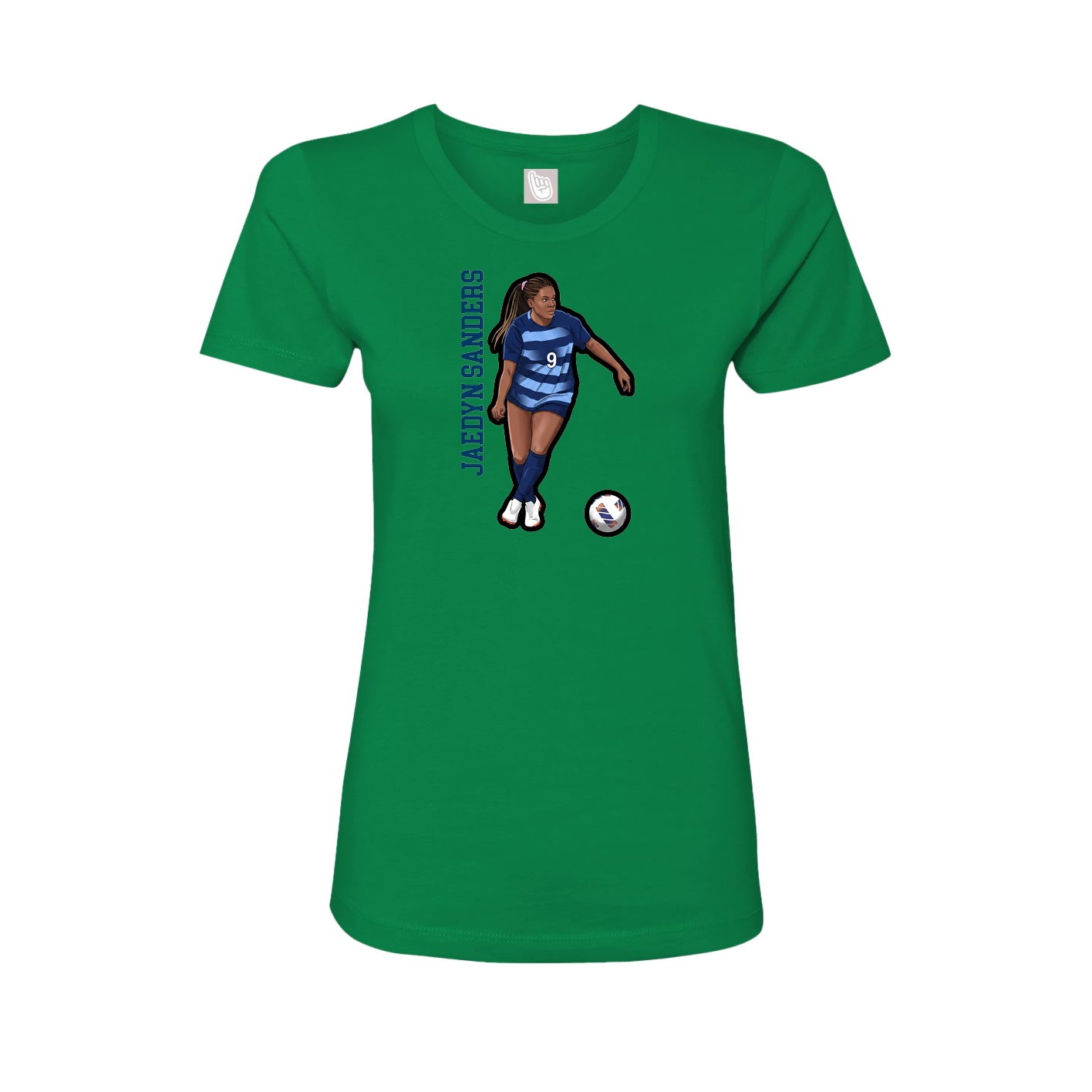 Fitted Women's Tee — Name Vertical in Green