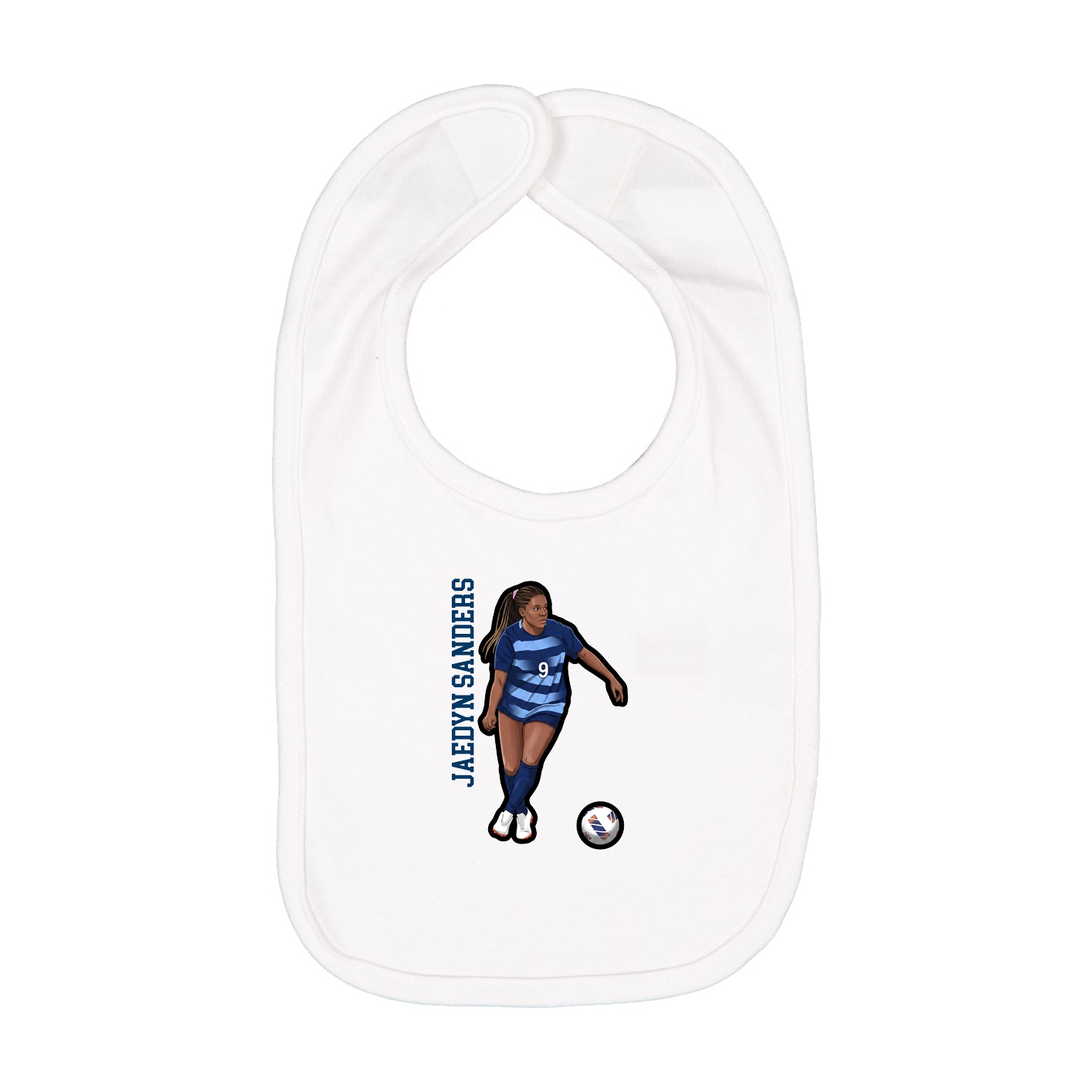 Infant Bib — Name Vertical in White