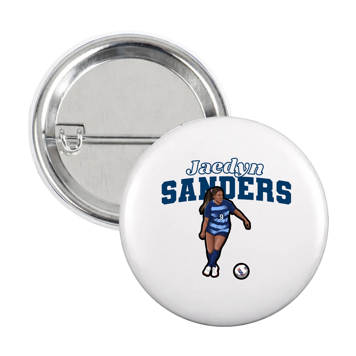 Game Day Button — Name Arch in White