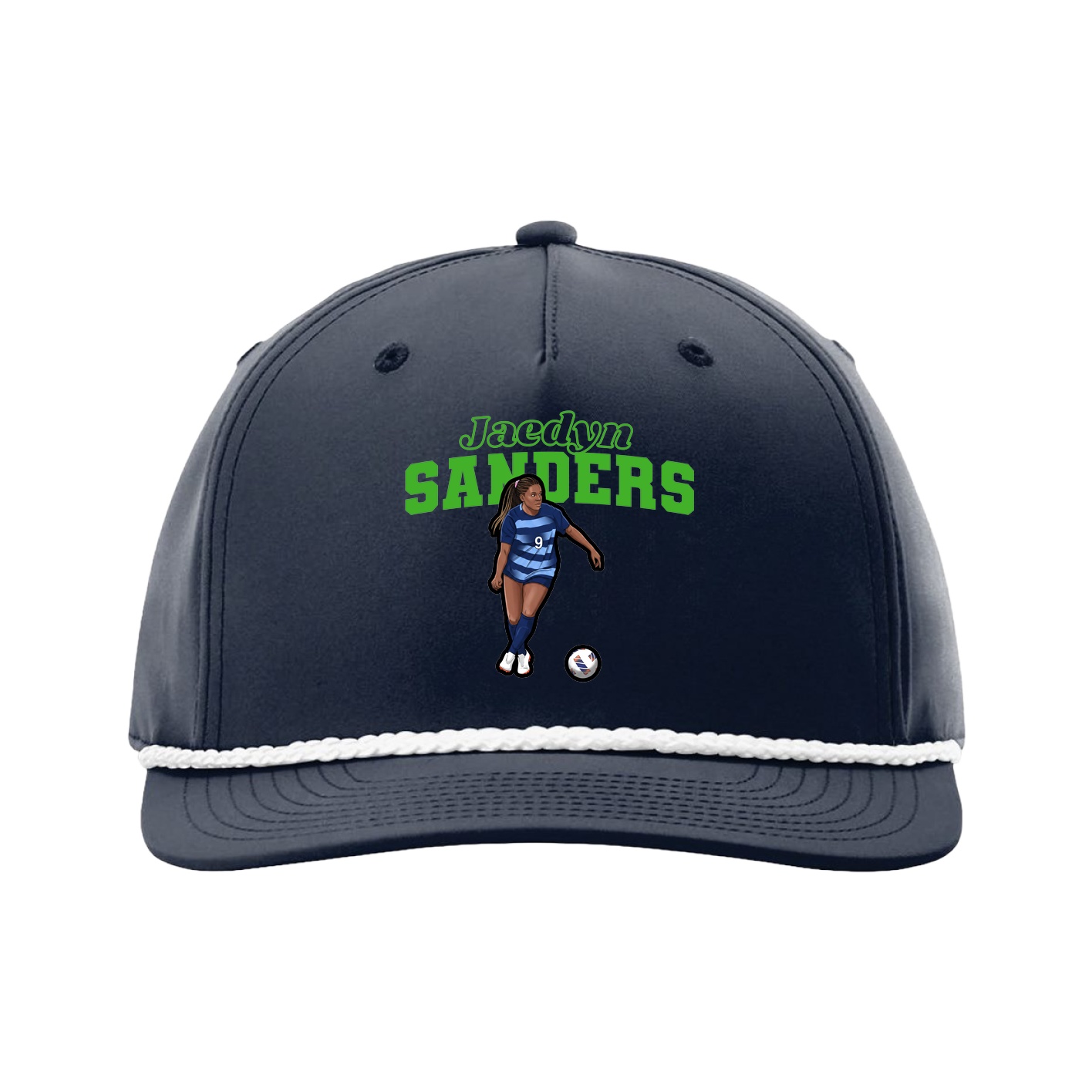 Five-Panel Classic Rope Cap — Name Arch in Navy