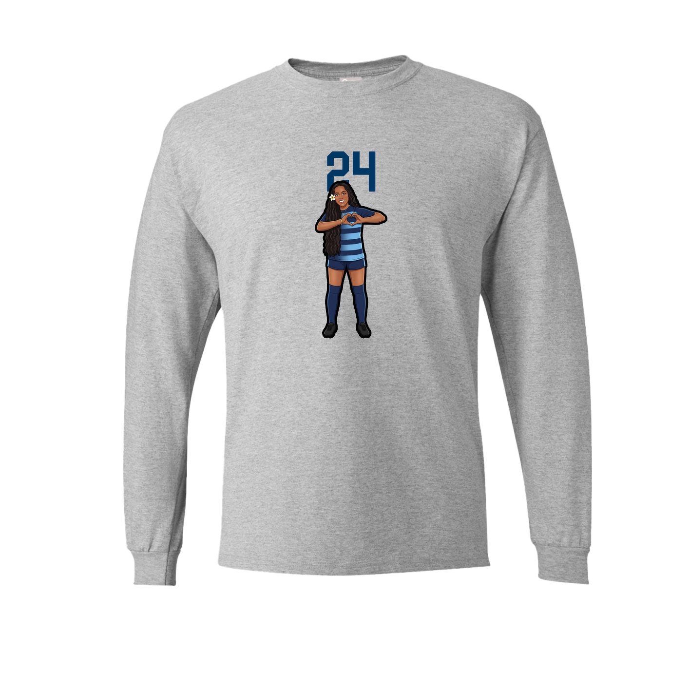 Long Sleeve Tee — Number Top in Grey