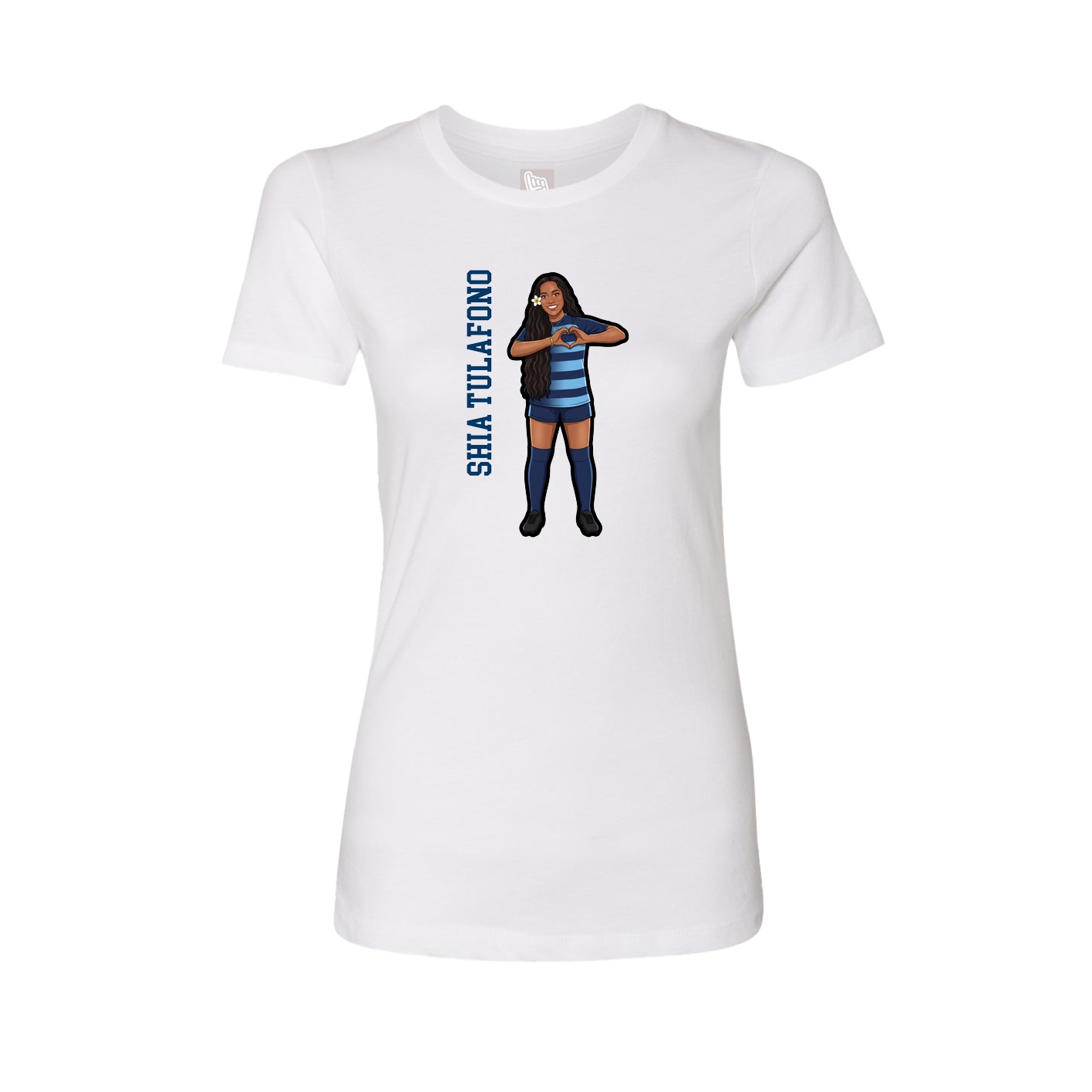 Fitted Women's Tee — Name Vertical in White