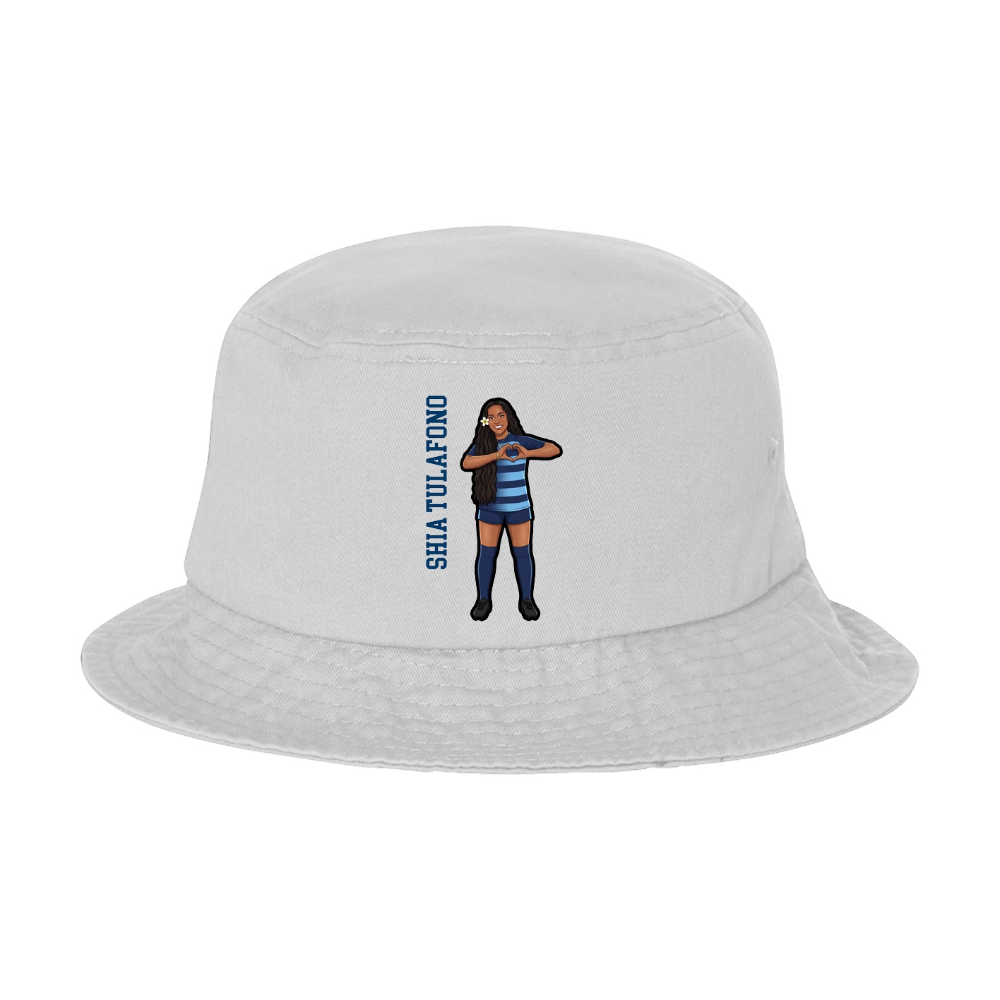 Bucket Cap — Name Vertical in White