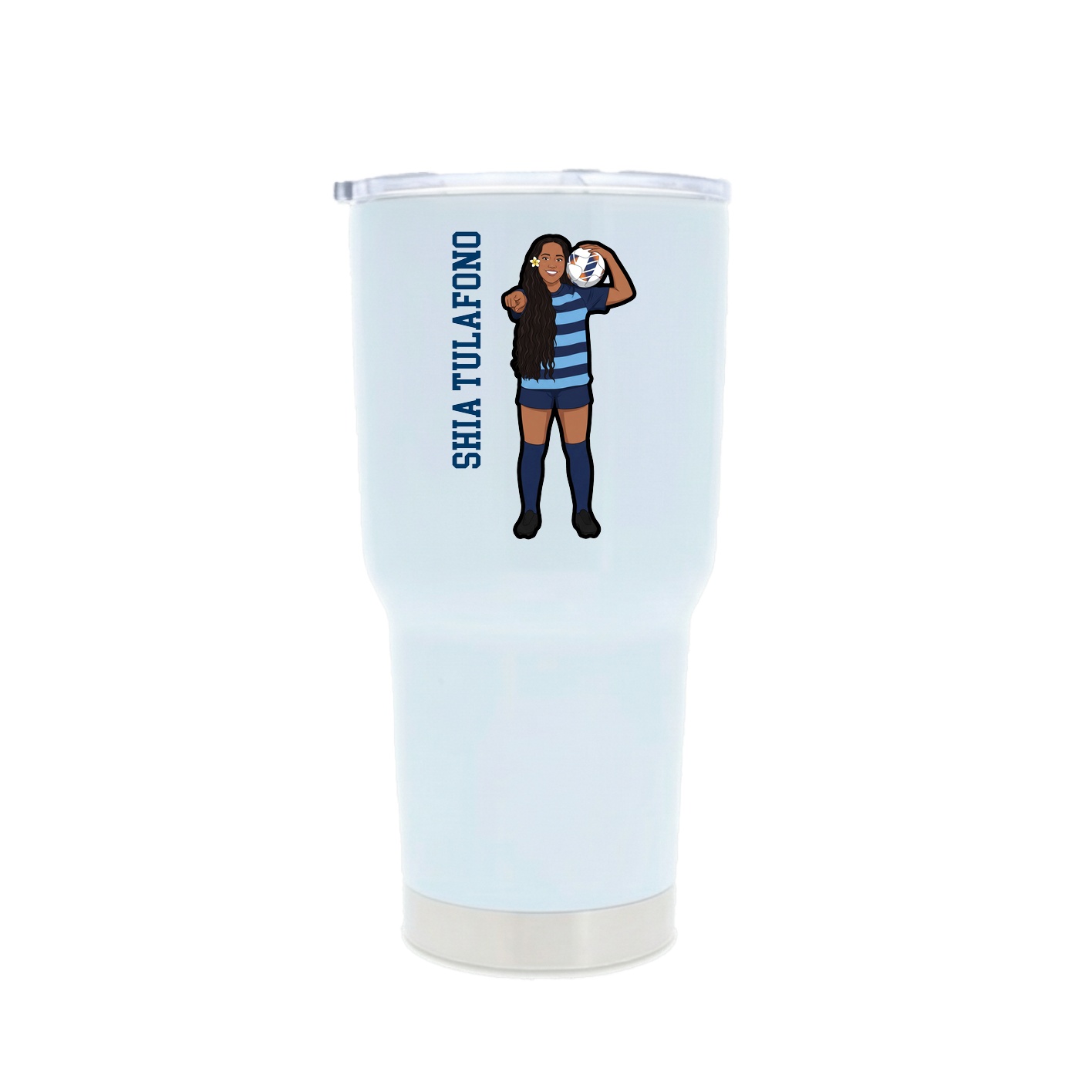30oz Stainless Steel Tumbler — Name Vertical in White