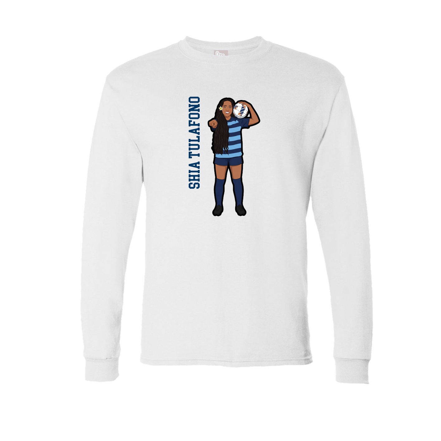 Long Sleeve Tee — Name Vertical in White