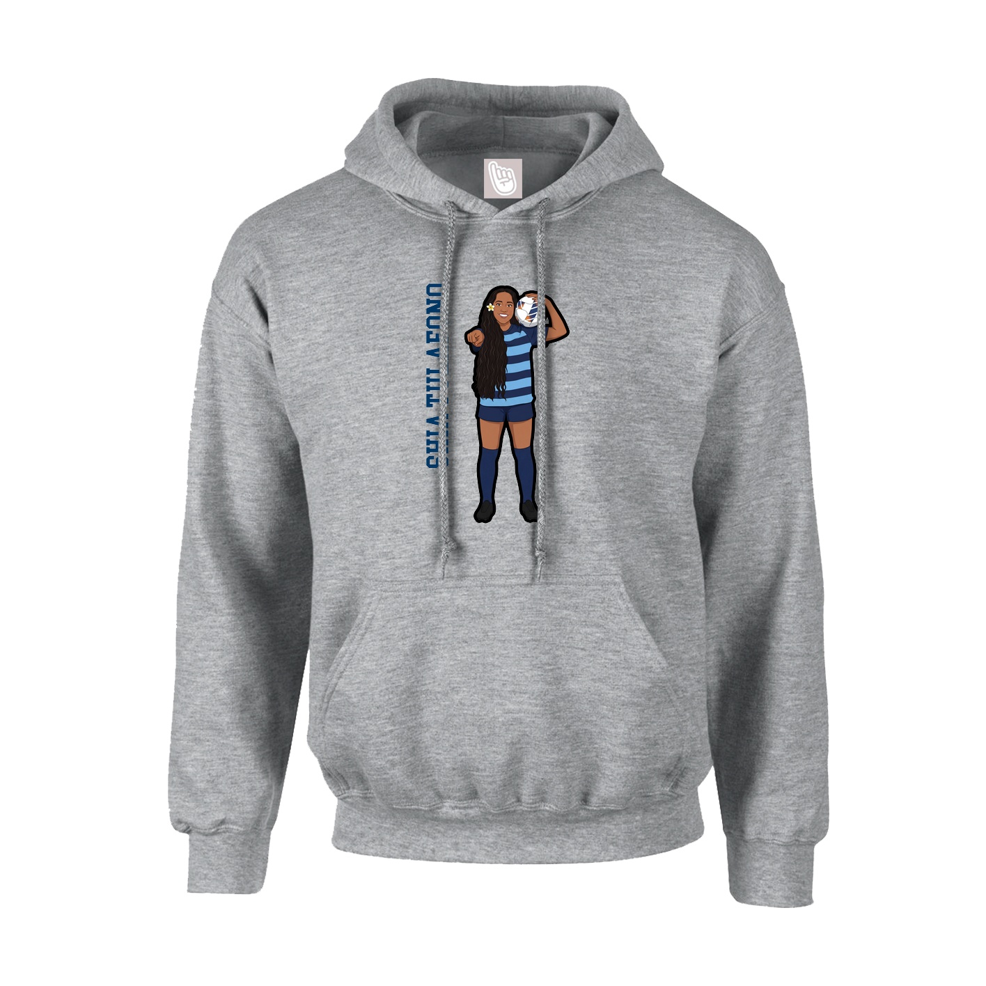 Youth Hoodie — Name Vertical in Grey