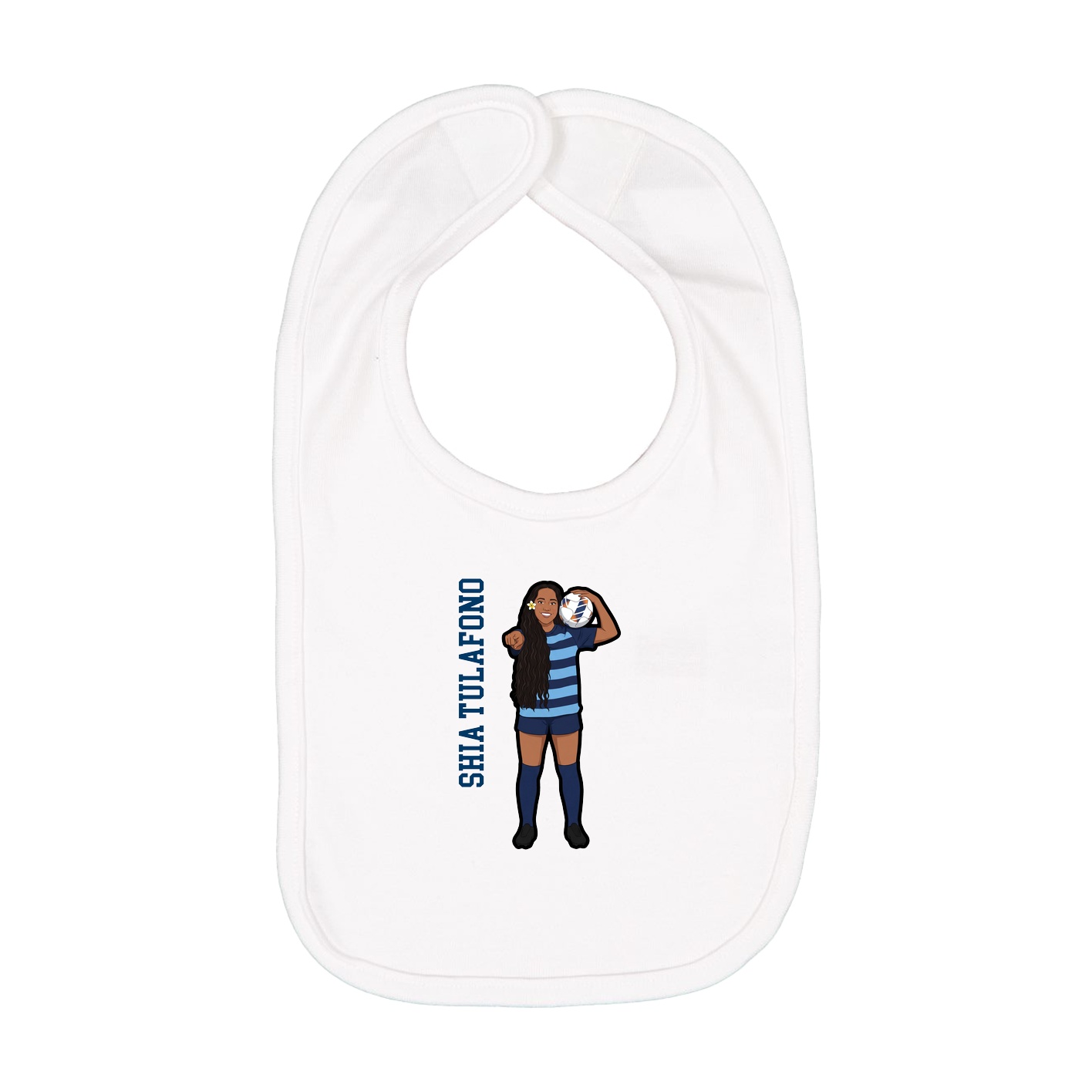 Infant Bib — Name Vertical in White