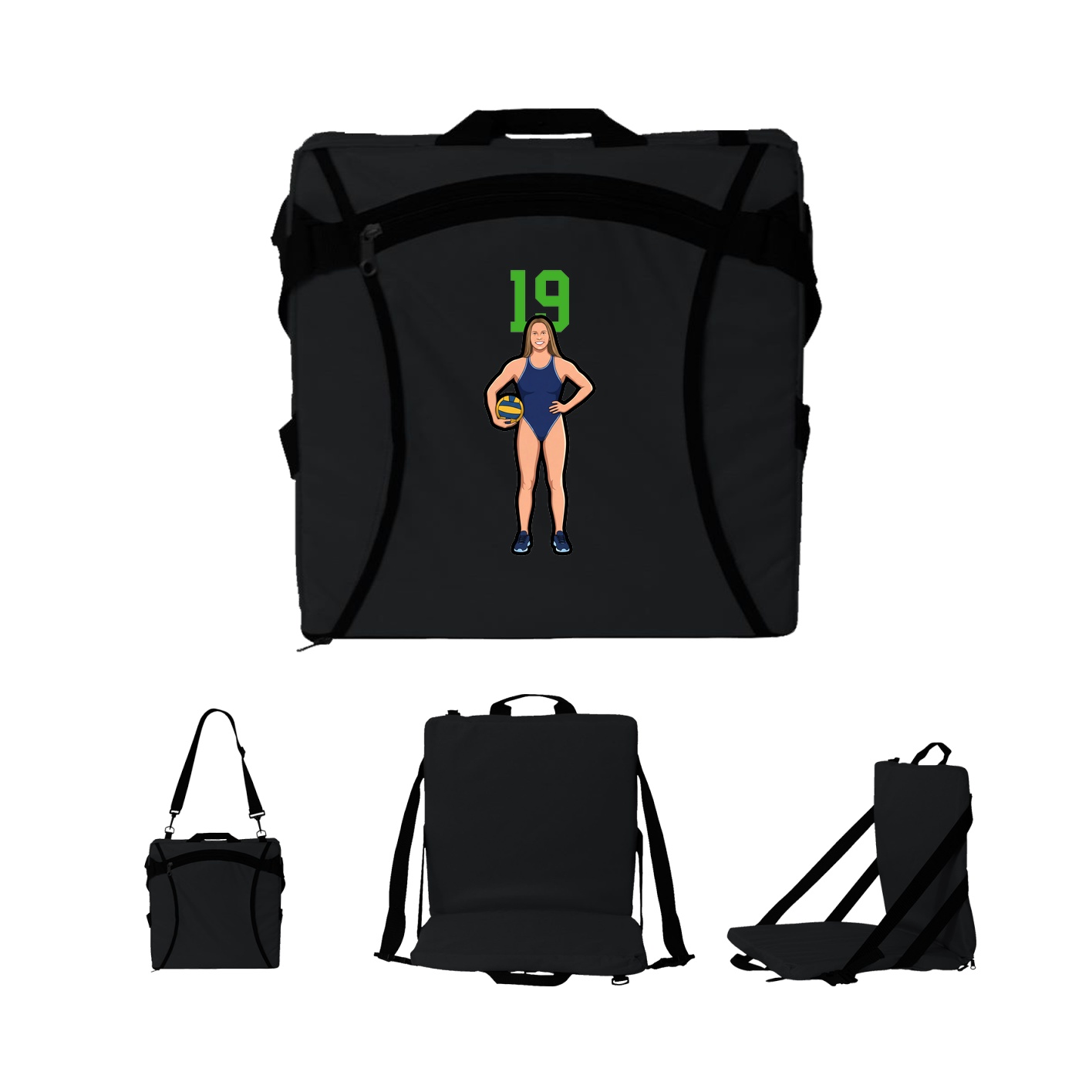 Folding Stadium Seat — Number Top in Black
