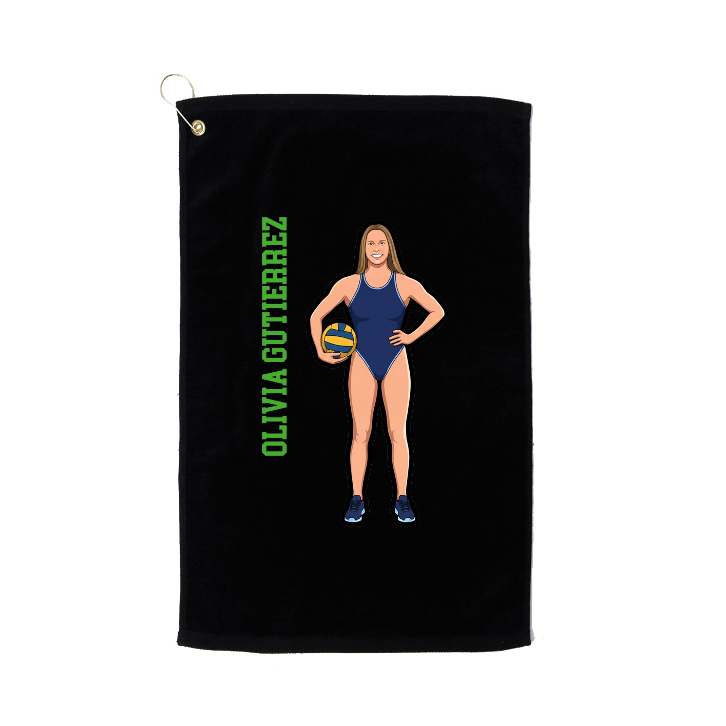 Golf Towel — Name Vertical in Black